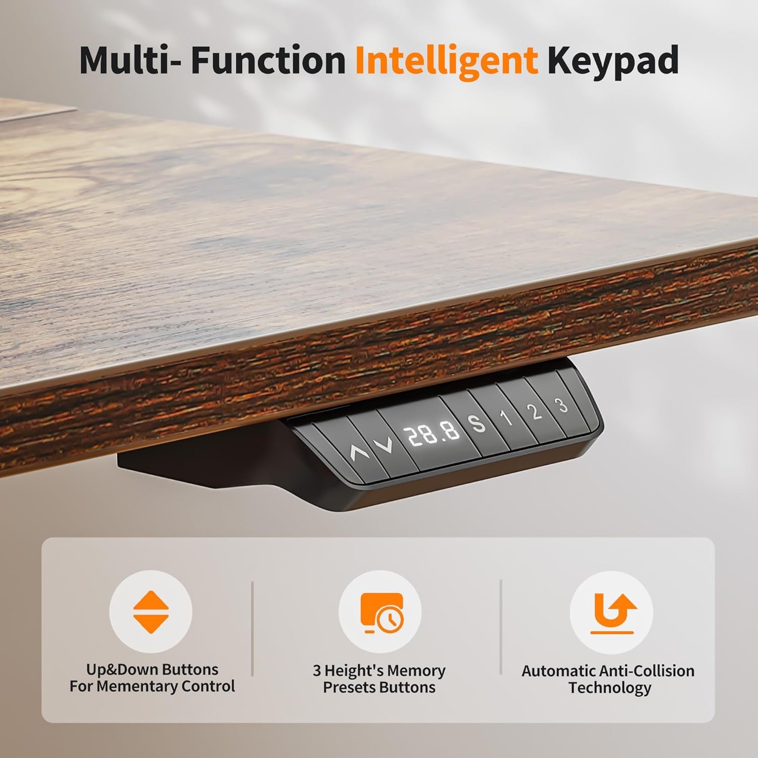 48'' Electric Standing Desk,Adjustable Height Stand up Desk,Sit Stand Home Office Desk, Rustic Brown Top