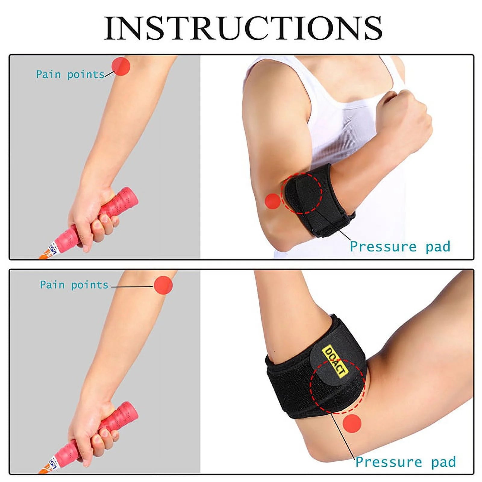 Comfortable Adjustable Elbow Support Band Wrap Neoprene Forearm Brace with Compression Pads Elbow Protector for Golfer Tendonitis Muscle Tissue Joint Pain Relif for Men Women