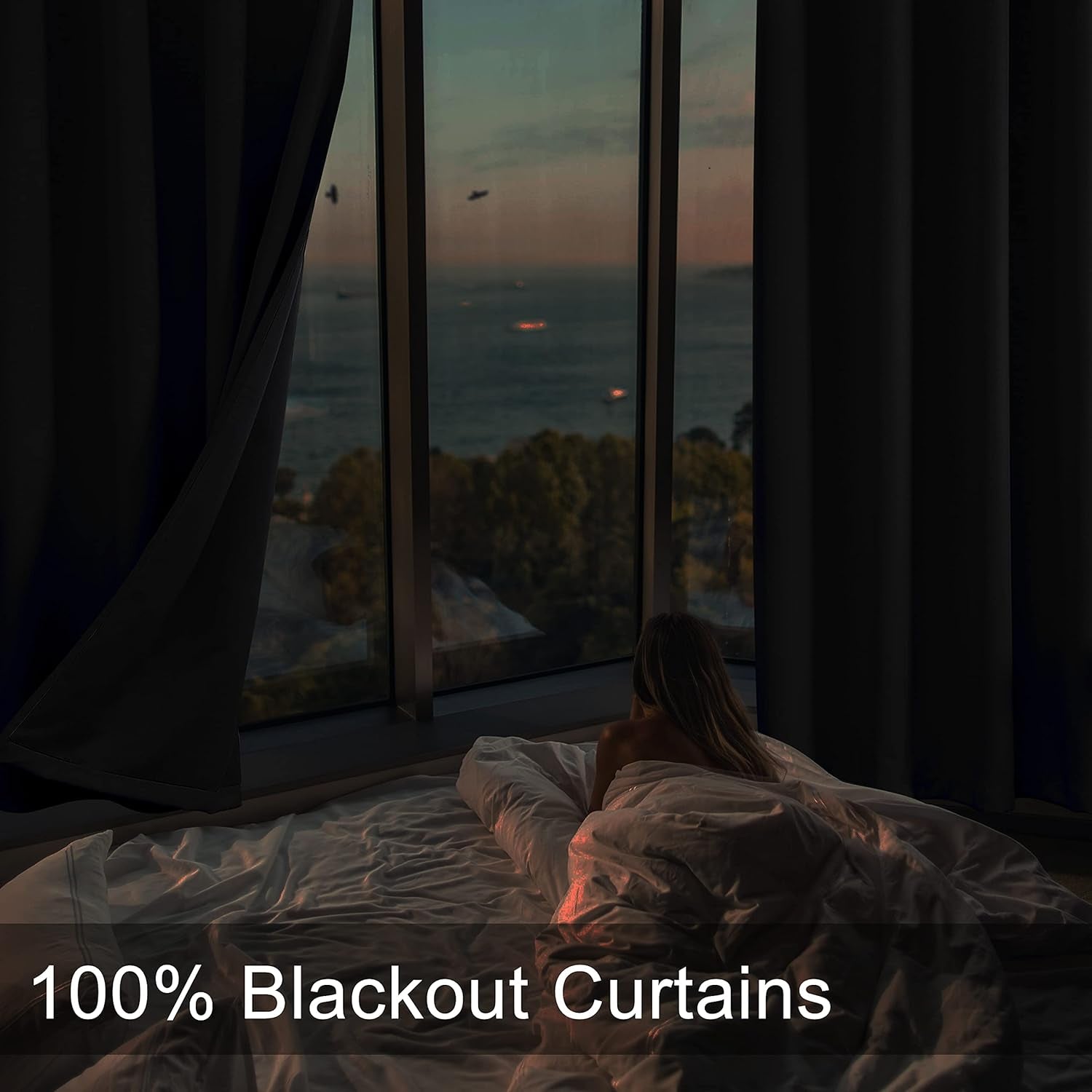 Cream Blackout Curtains for Bedroom Living Room Window, Black Out Thermal Curtains & Drapes, Grommet Solid Thermal Insulated Soundproof Curtains, 2 Panels 52X108