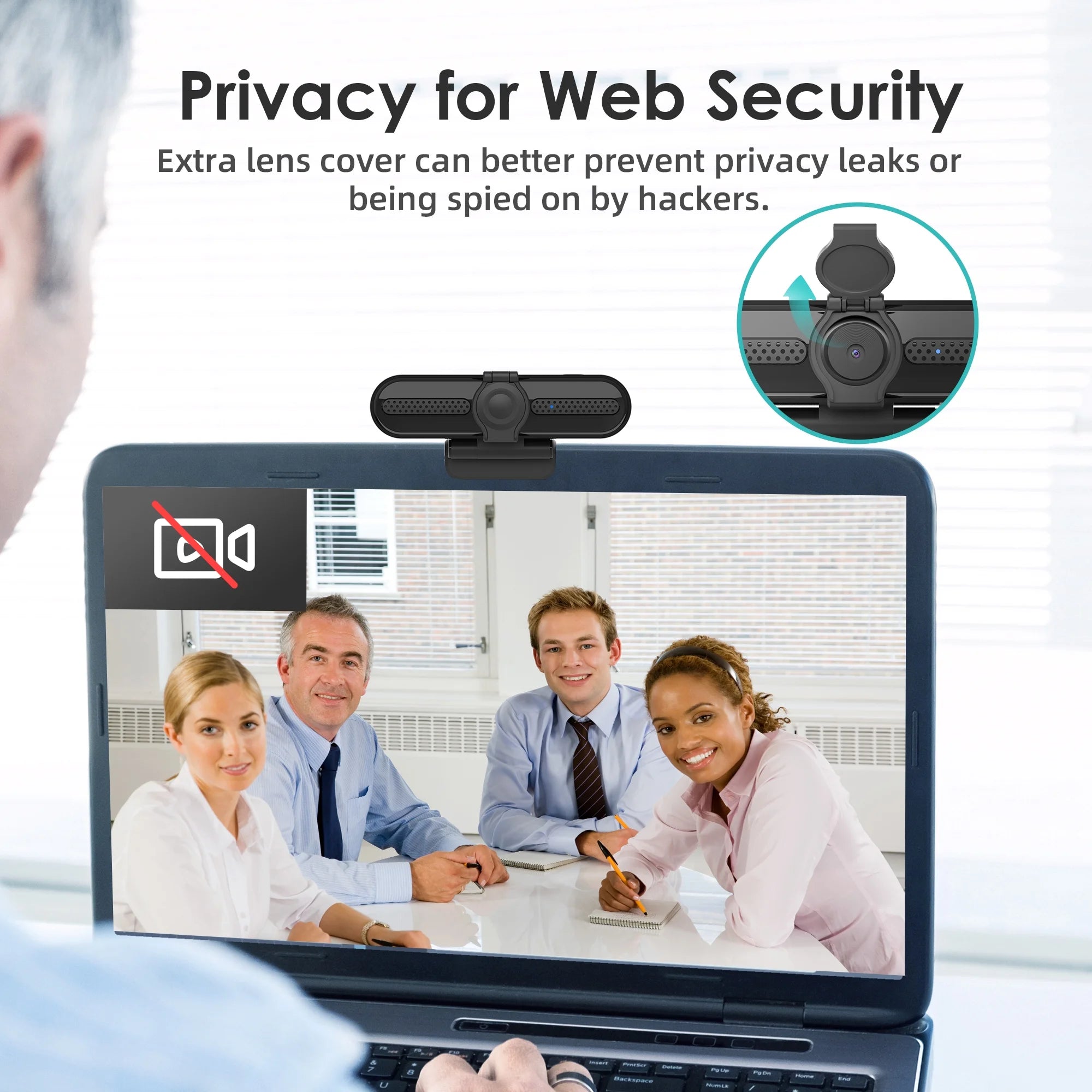 2K/1080P Webcam with 2 Microphones for Laptop Conference Streaming PC USB Web Cam Autofocus