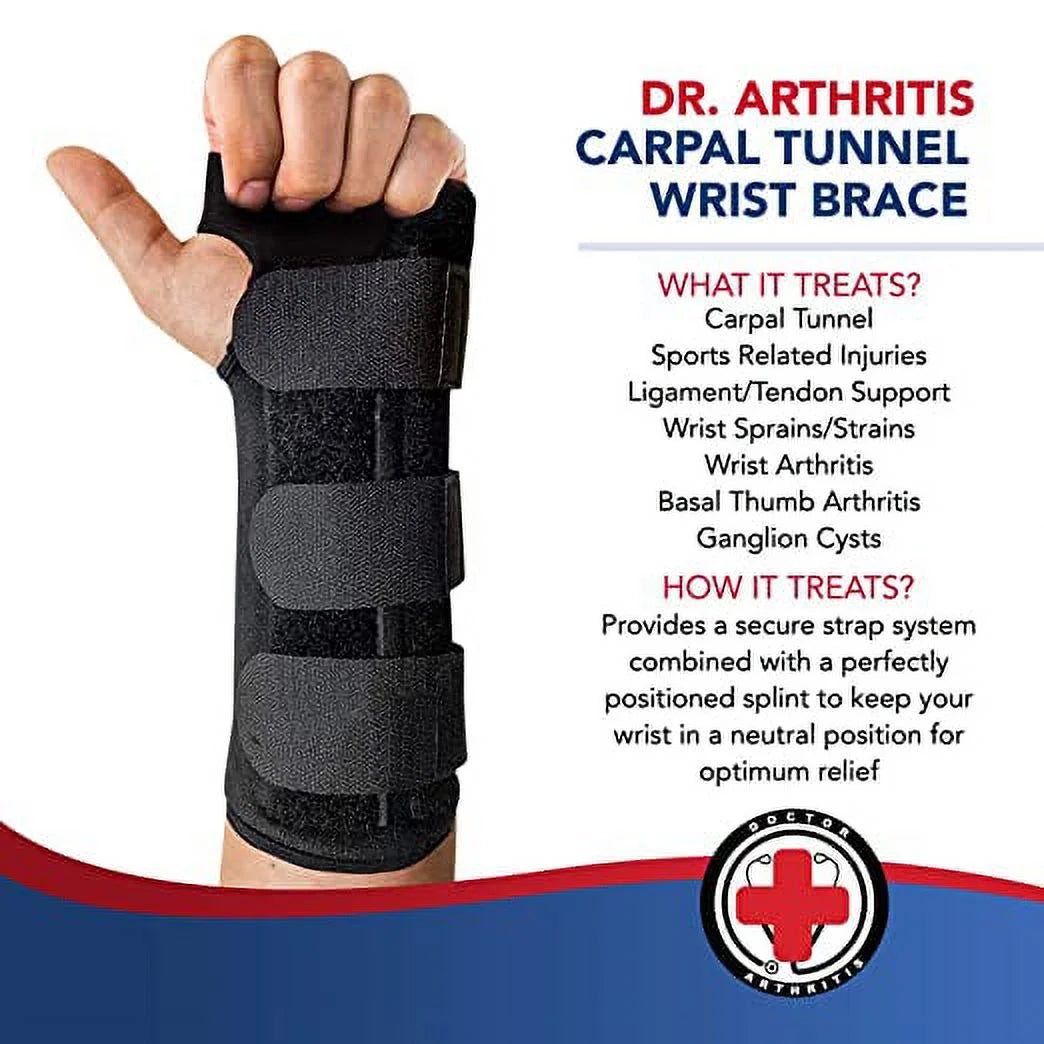 Wrist Wrap – Doctor-Developed Adjustable Support with FDA Device & Handbook (Left Hand)