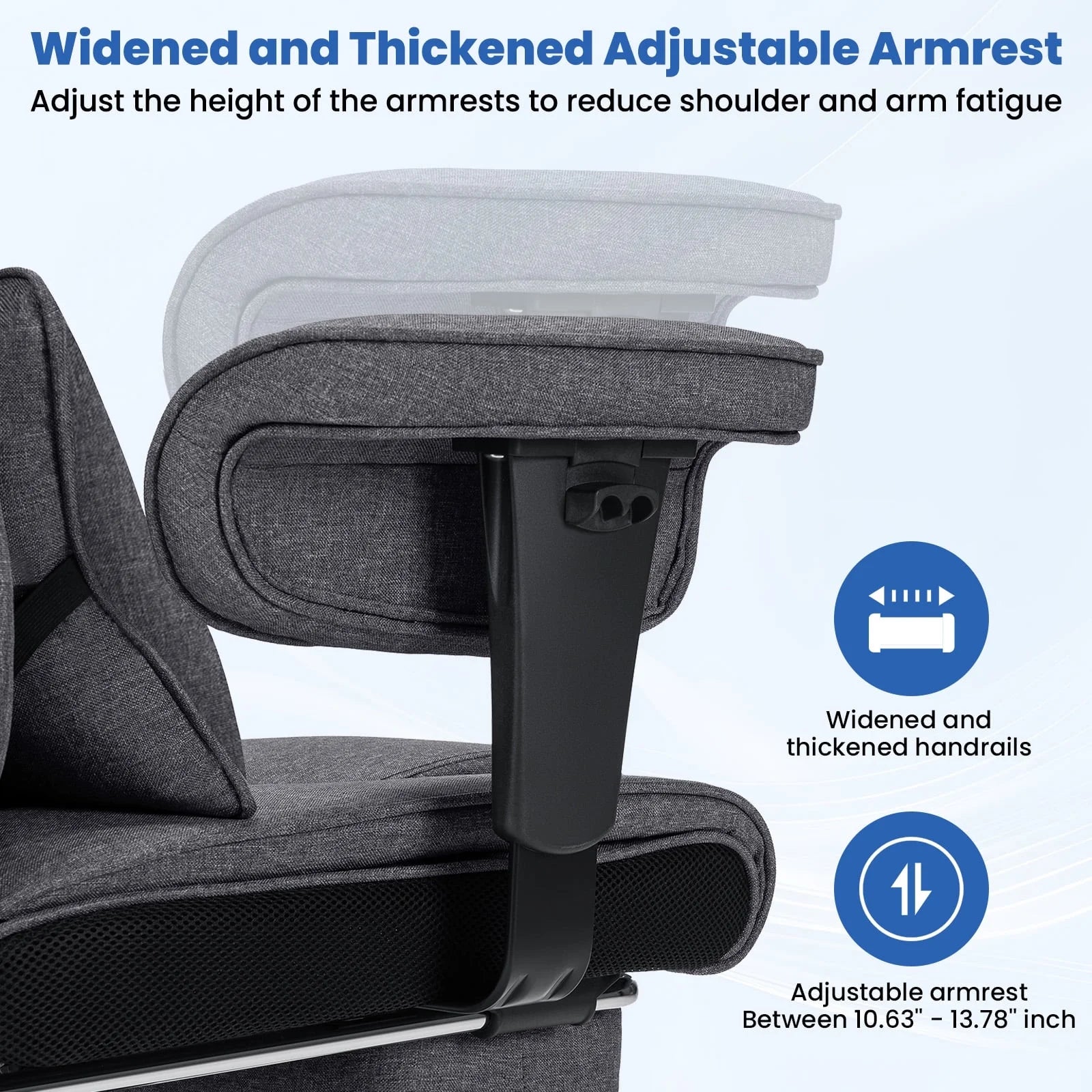 Big and Tall Fabric Office Chair 450Lbs, Executive Desk Chair with Massage Ergonomic Computer Chair with Footrest Reclining Desk Office Chair with Lumbar Support for Home Office