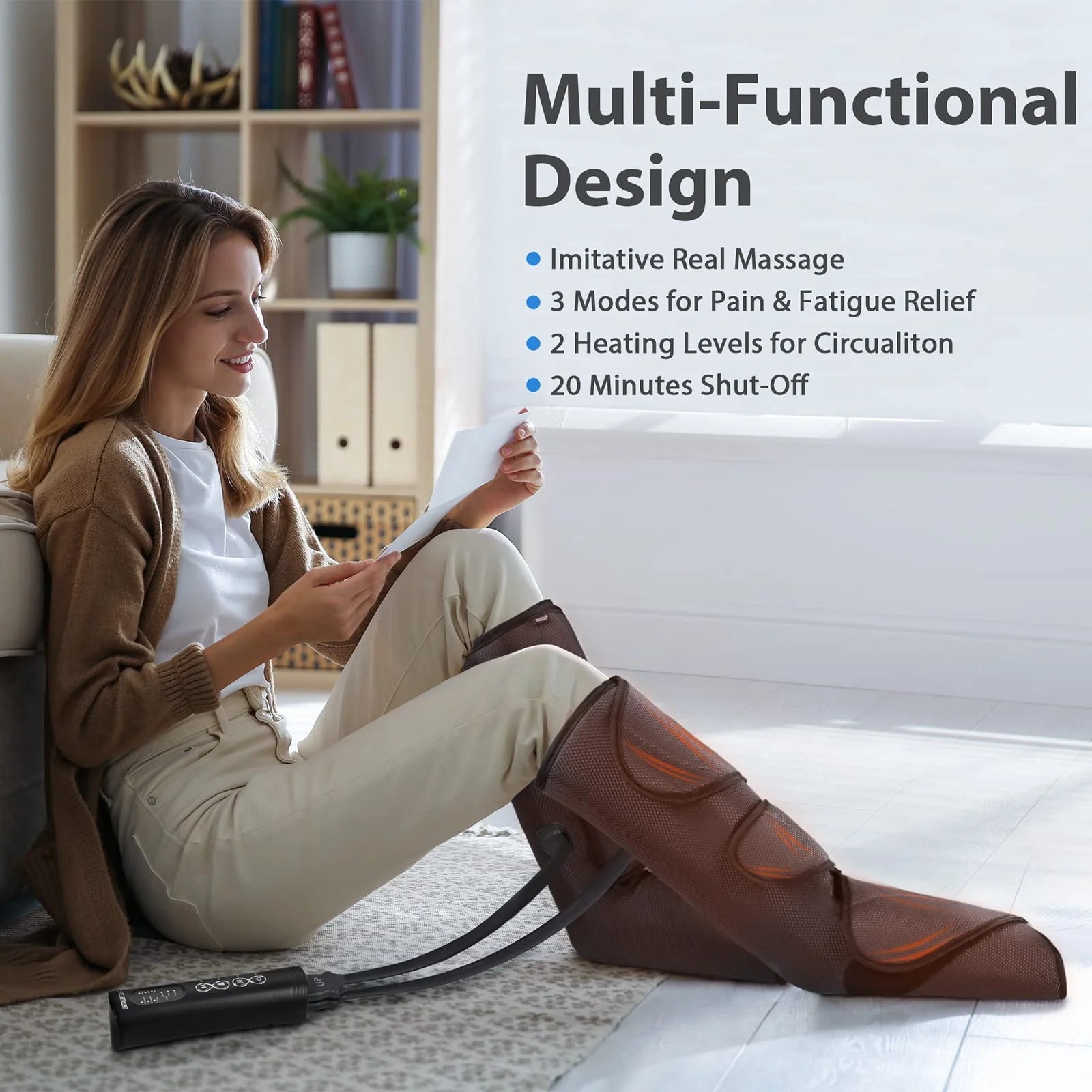 Leg Massager with Heat for Circulation, Foot and Calf Massager Heated Compression FSA/HSA Eligible