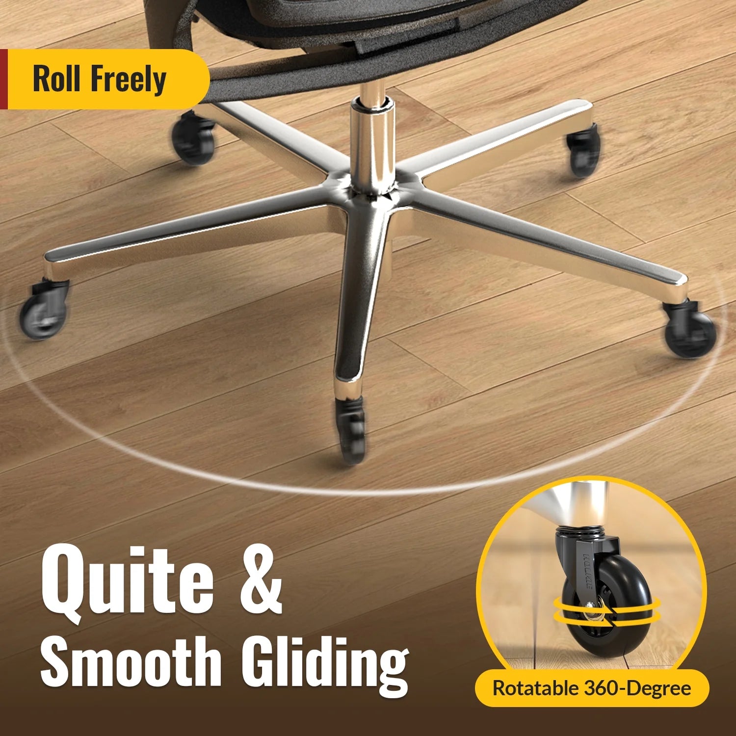 Office Chair Caster Wheels Replacement Rubber Caster Wheels, 5PCS Rollerblade Wheels for Hardwood Floors