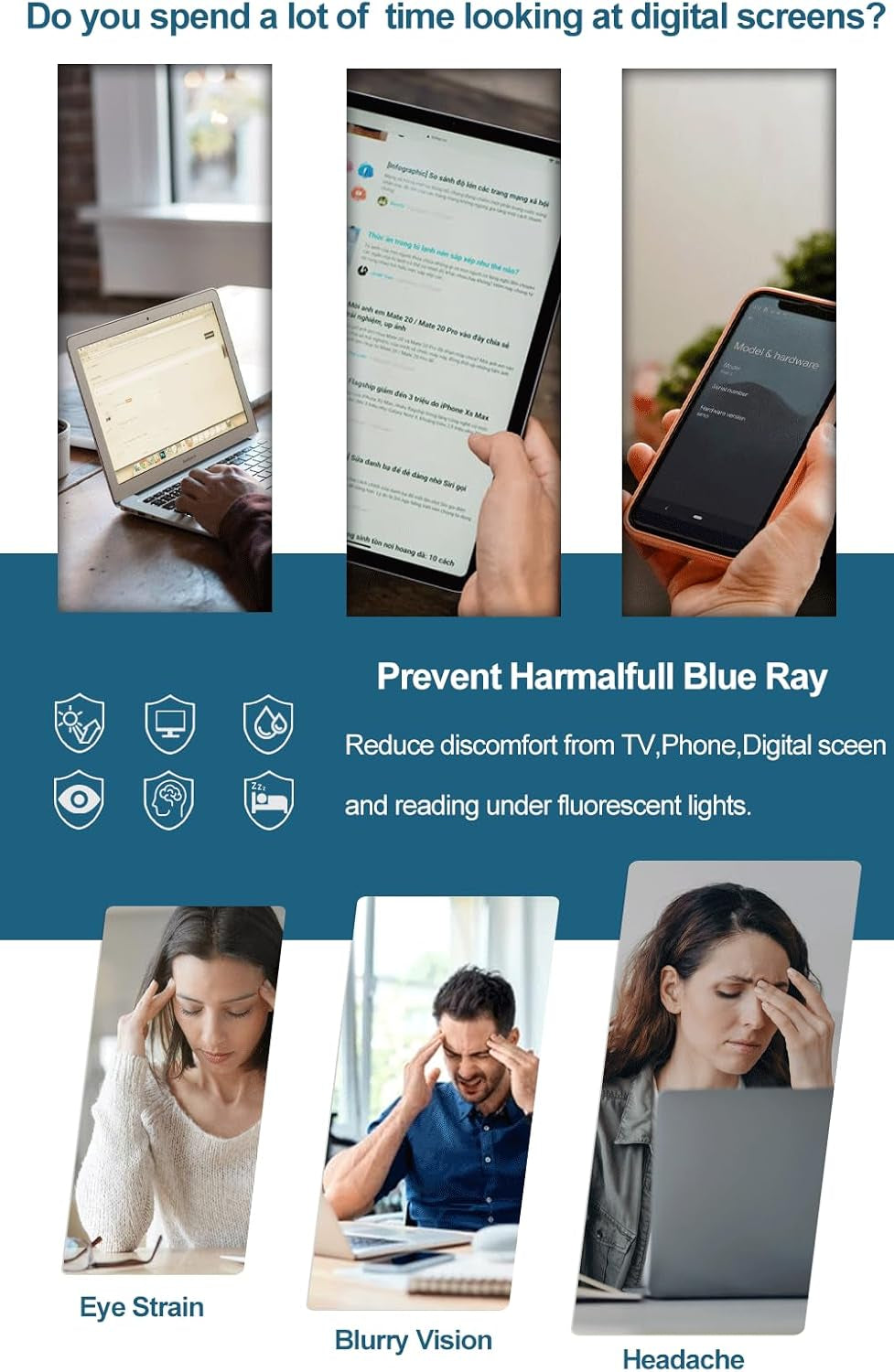 Blue Light Blocking Glasses, Blue Blocker Computer Glasses for Men Women, anti Glare 400 UV & Eye Strain Fake Square Glasses