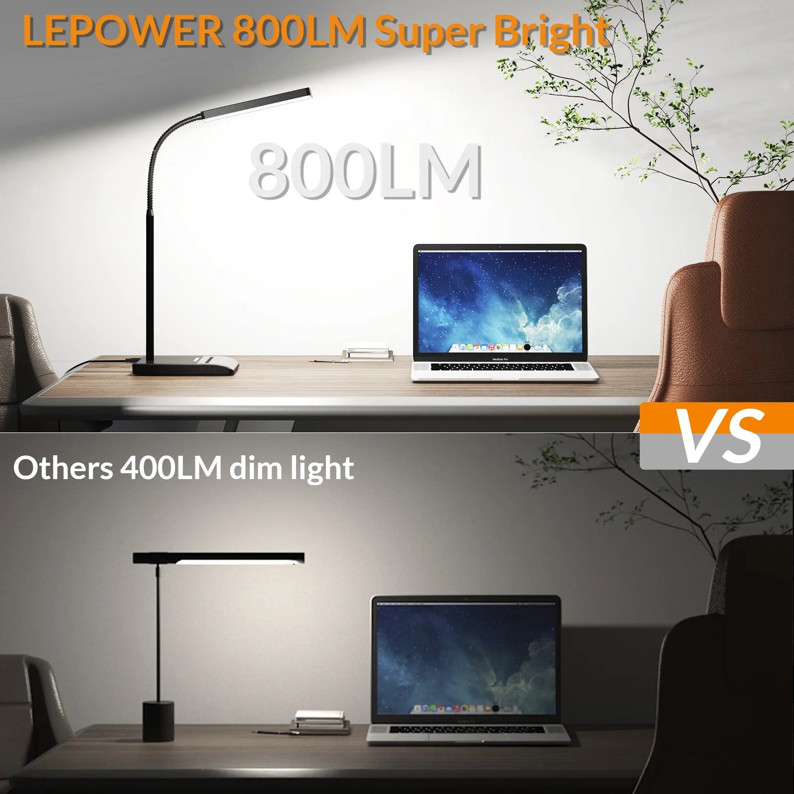 LED Desk Lamp, 800LM LED Touch Desk Lamp for Home Office, 12W 50 Lighting Modes Eye-Caring Reading Lamp Gooseneck Lamp