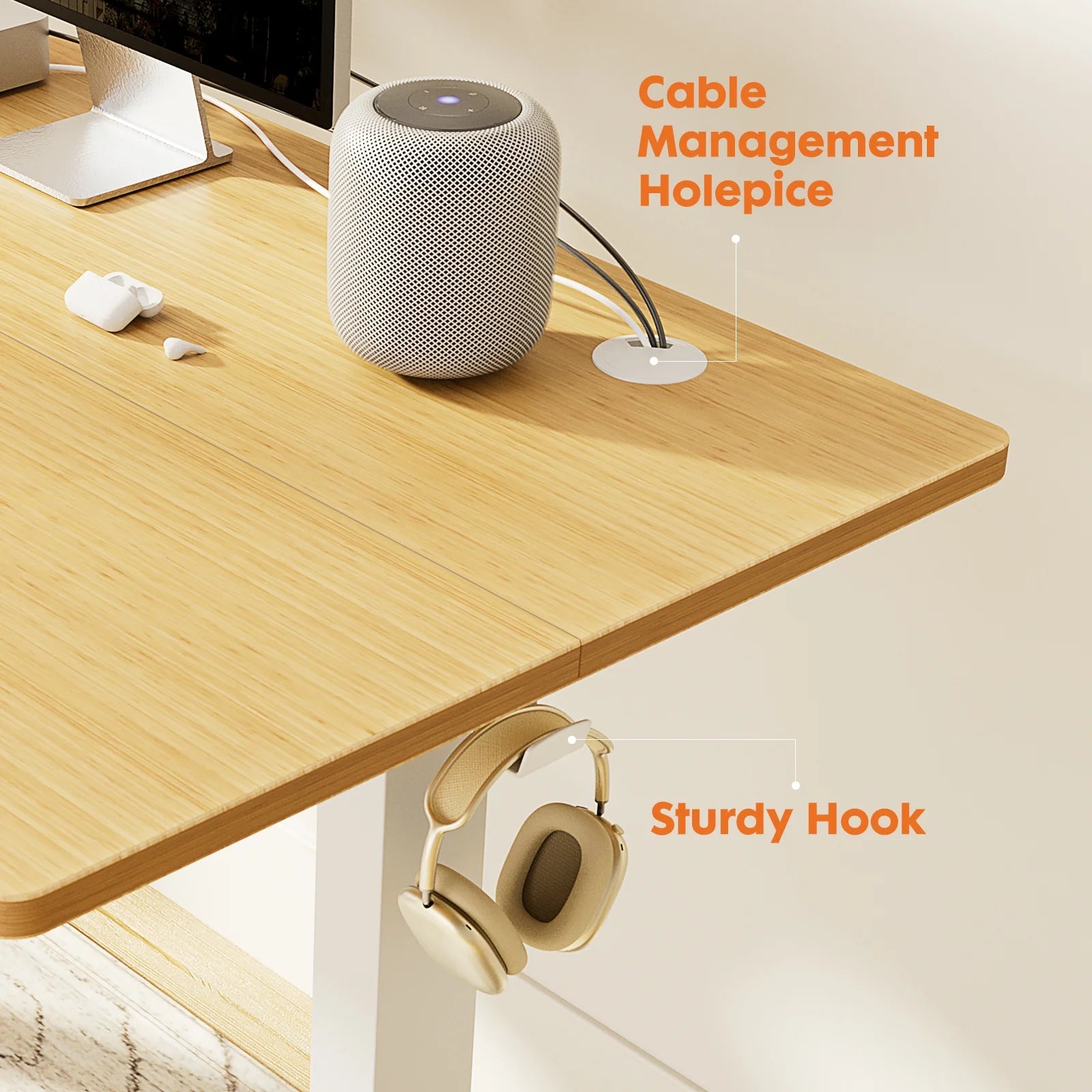 Electric Standing Desk, 40''X24'' Height Adjustable Desk, Home Office Desk with Electric Lift, Sit Stand Desk Workstation for Home Office, Oak