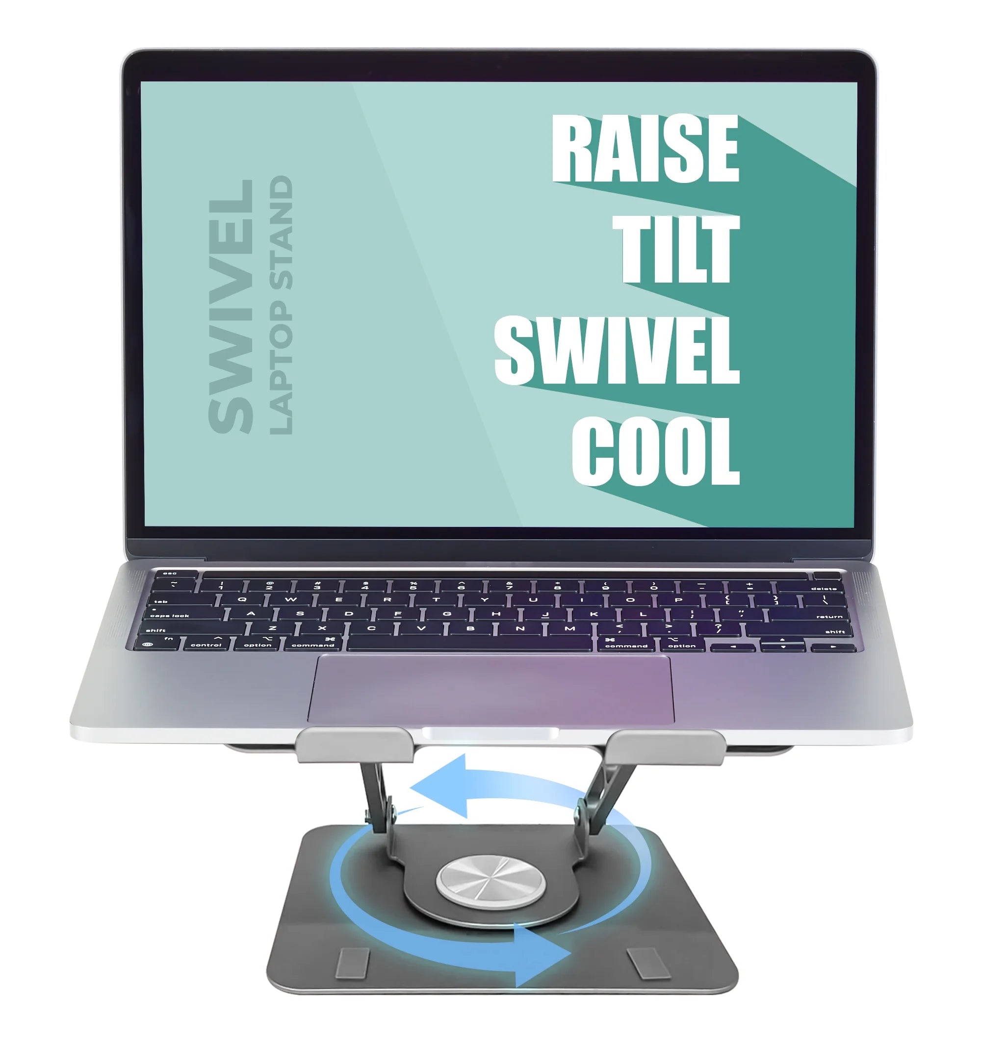 Swivel Laptop Stand for Desk – Adjustable Laptop Stand for Desk 360 Rotation – Raise, Tilt, Rotate, Cool Laptops with This Ergonomic Laptop Riser for Desk Ipad Stand Laptop Cooling Pad (Space Gray)