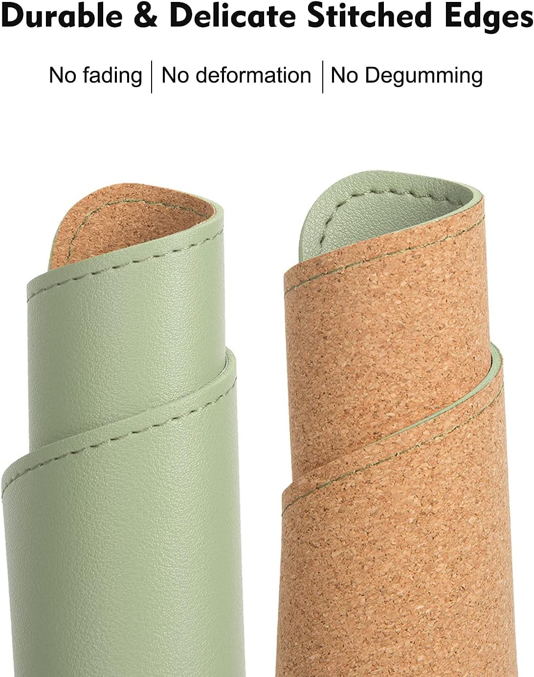 Leather Mouse Pad,Wood Mouse Pad,Double Side Mouse Pad,Stitched Edges,Equipped with Coaster Mouse Pads for Laptop,Office & Home,1 Pack,8Inch11Inch, (Matcha Green)