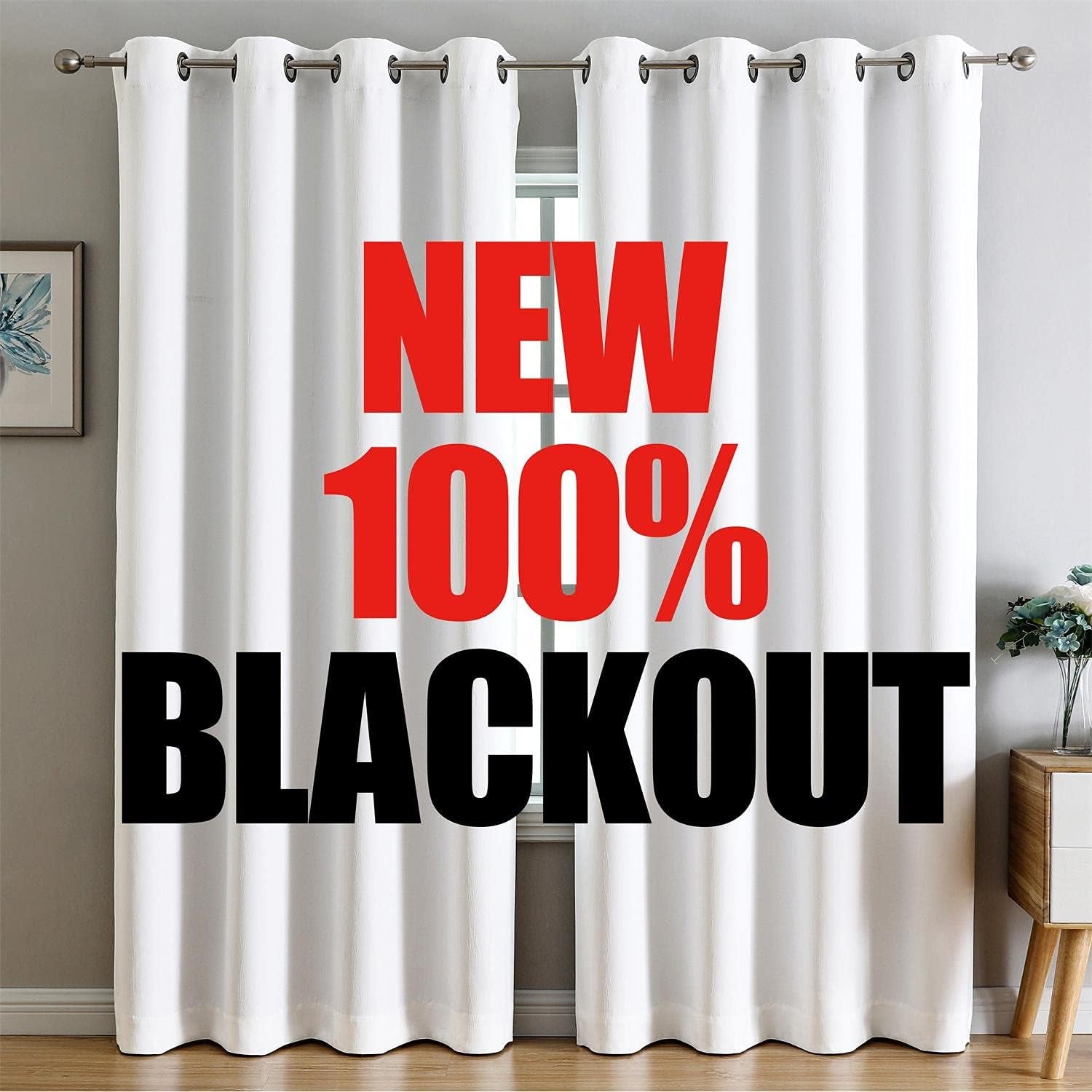 100% Blackout Curtains for Bedroom Living Room 84 Inches Long White Room Darkening Window Grommet Thermal Lined Insulated Light Blocking Noise Reducing 2 Panels Set