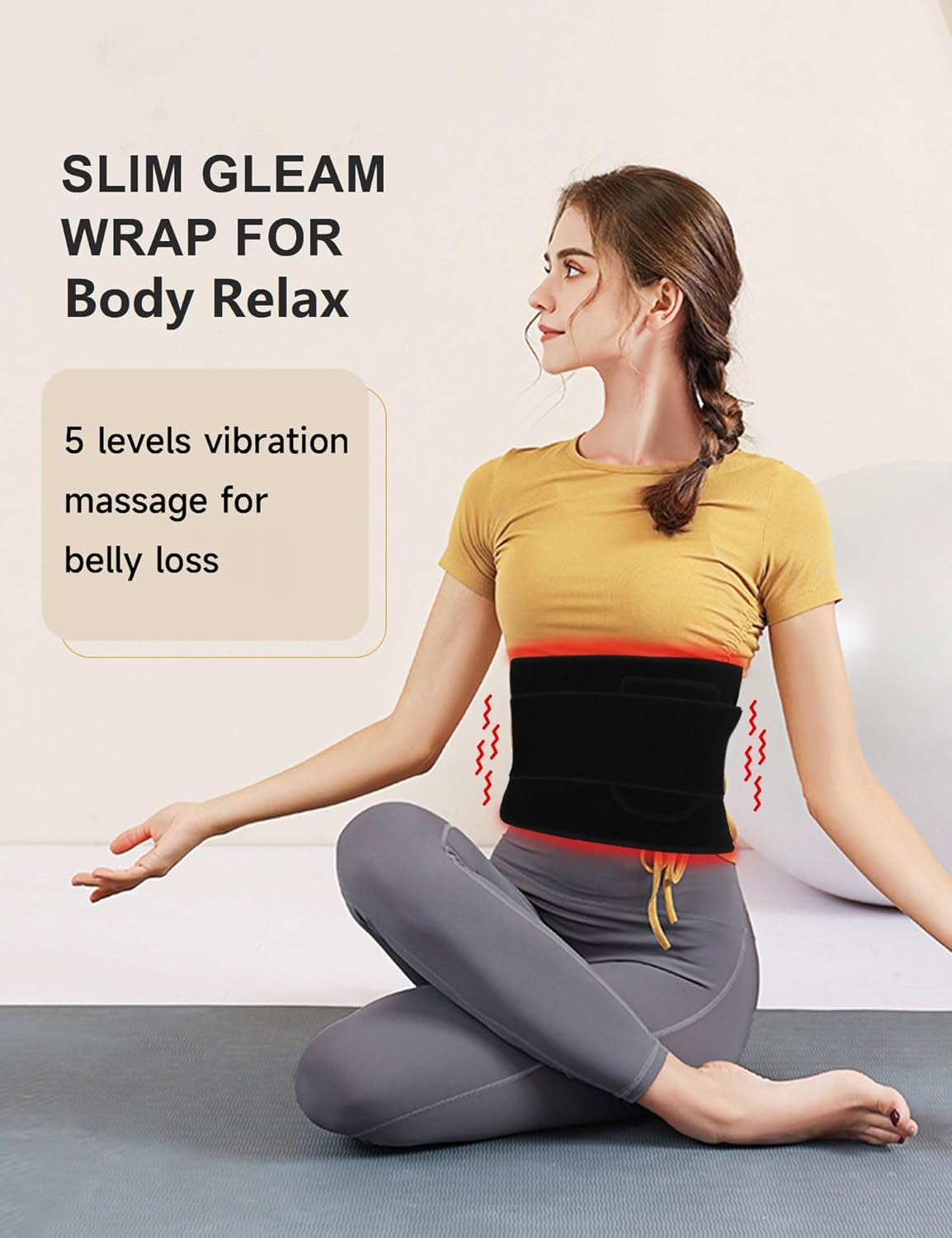 120 Leds Red Light Therapy Belt with 5 Levels Vibration Massage, Pulsed Controller Infrared Light Therapy Wrap for Body Waist Back Muscle Pain Relief, Improve Healing,Black