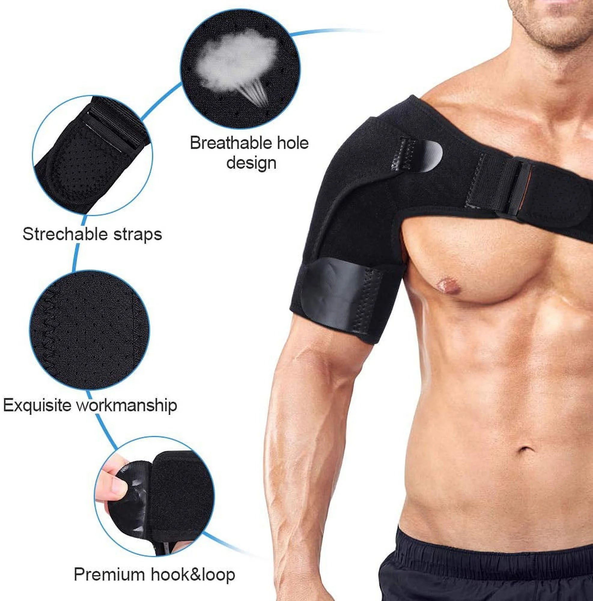 Shoulder Brace for Torn Rotator Cuff, AC Joint Pain Relief - Arm Immobilizer Wrap,Recovery Shoulder Brace, Ice Pack Pocket, Stability Strap, Recovery Shoulder Brace, Ice Pack Pocket, Stability Strap