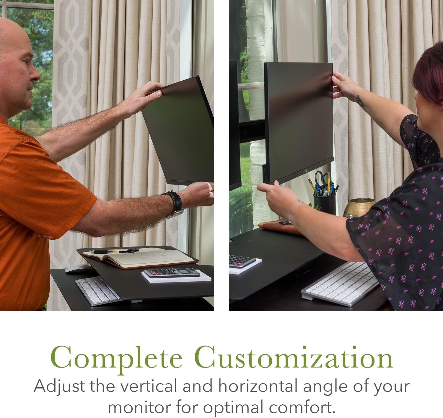 Sit2Stand plus Standing Desk Converter with Dual Monitor Crossbar - 18” Height Adjustable Sit-Stand Workstation - Silver/White (Plus Model)