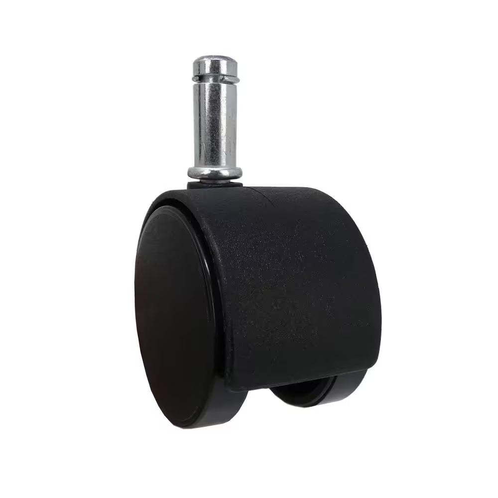 2 In. Black Plastic and Steel Twin Wheel Swivel Friction Grip Stem Office Chair Caster with 75 Lb. Load Rating