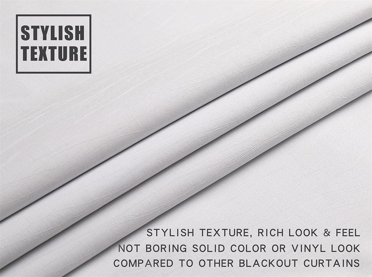 100% Blackout Curtains for Bedroom Living Room 84 Inches Long White Room Darkening Window Grommet Thermal Lined Insulated Light Blocking Noise Reducing 2 Panels Set