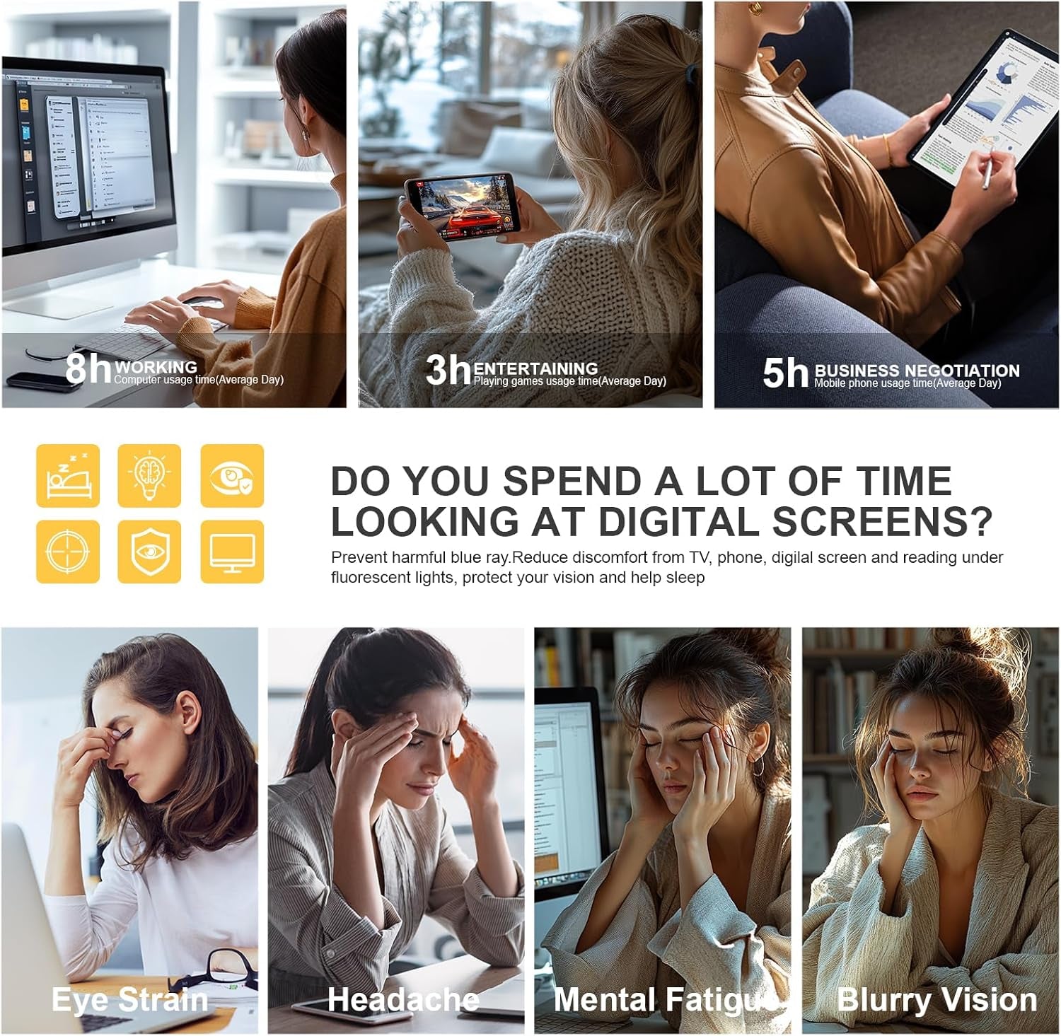 Blue Light Glasses for Woman/Men Computer Blue Light Glasses