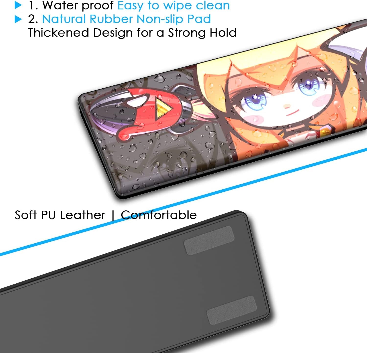 Keyboard Wrist Rest with Ergonomic Memory Foam & PU Wrist Support for Easy Typing & Pain Relief, Anti-Slip Rubber Base 80% 87Keystkl Size 14.09 X 2.75 In, 0.59 Inch (15Mm) Height