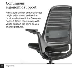 Steelcase Series 1 Office Chair - Ergonomic Work Chair with Wheels for Carpet - Helps Support Productivity - Weight-Activated Controls, Back Supports & Arm Support - Easy Assembly