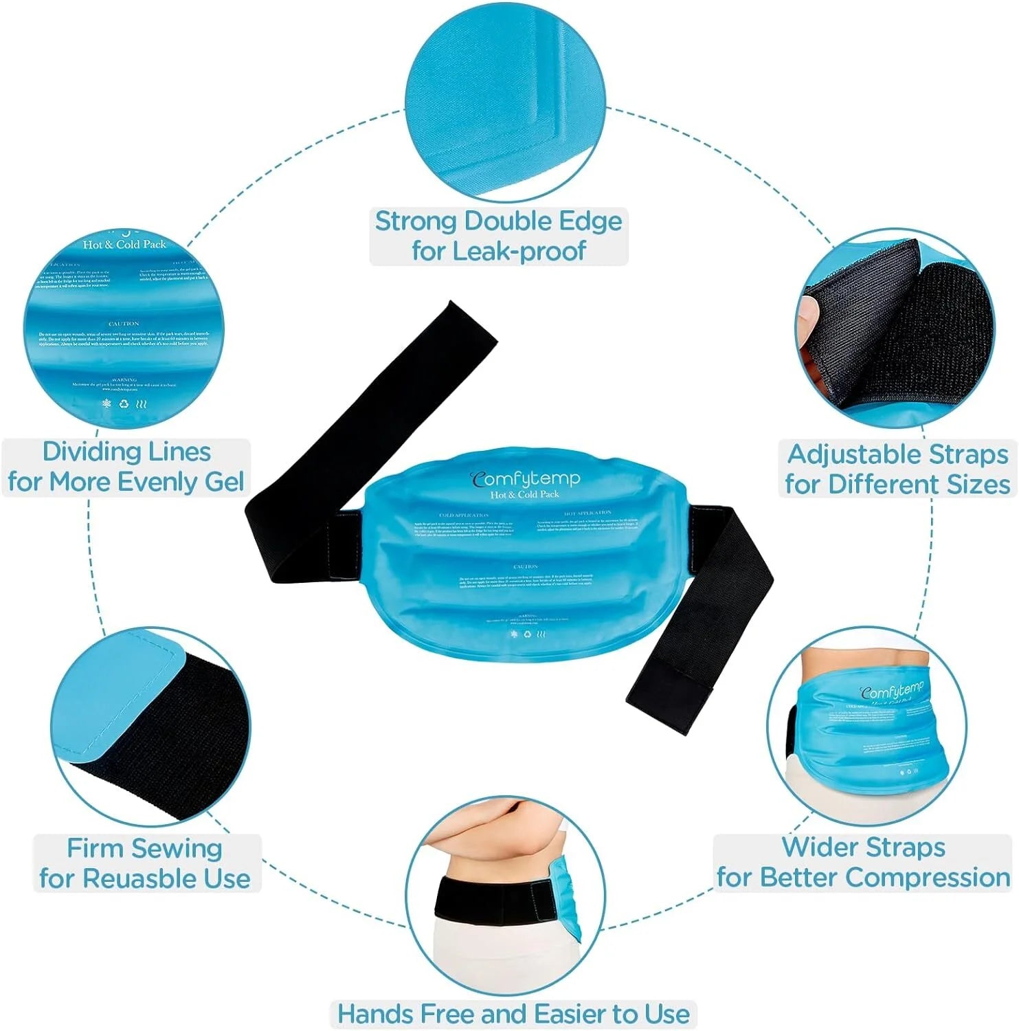 Large Ice Pack for Back Pain, Reusable Gel Hot Cold Therapy for Lumbar, Hips, Knee, Shoulder