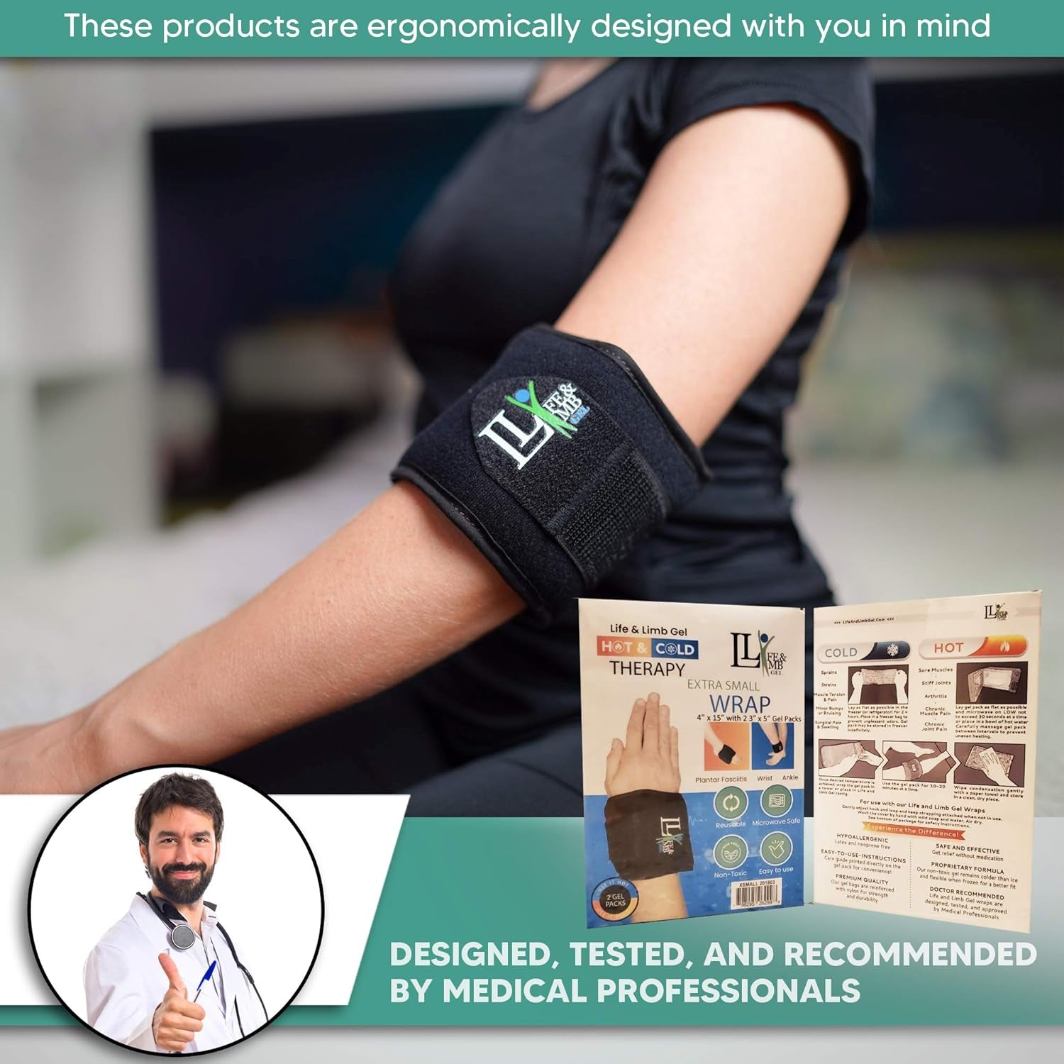 3" X 5" Extra Small Mini Hot and Cold Therapy Compress Gel Wrap Plantar Fasciitis