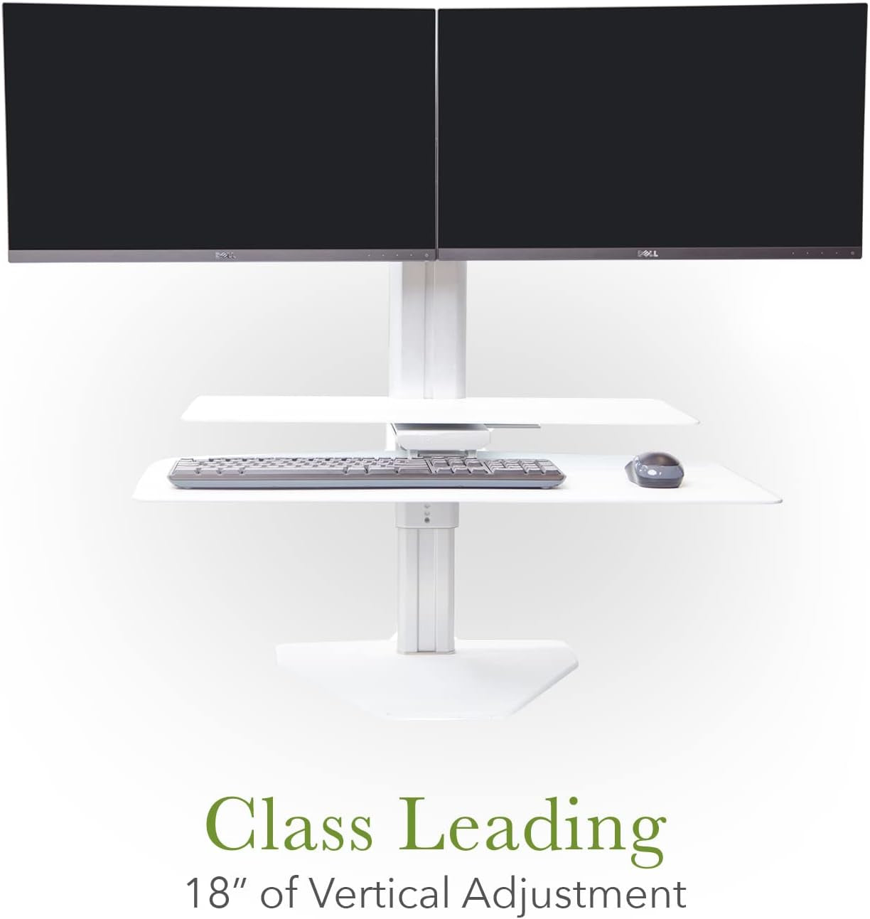 Sit2Stand plus Standing Desk Converter with Dual Monitor Crossbar - 18” Height Adjustable Sit-Stand Workstation - Silver/White (Plus Model)