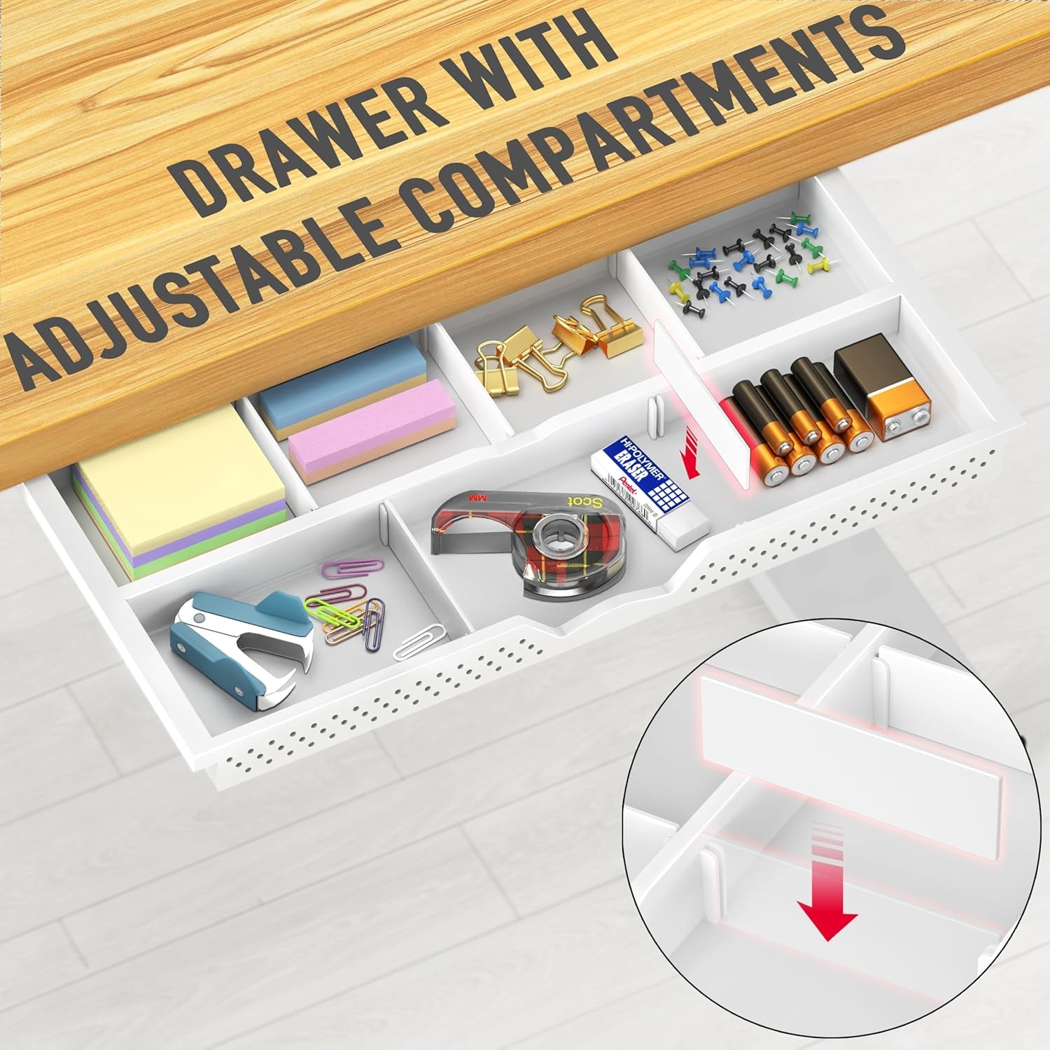 40-Inch Electric Height Adjustable Standing Desk with Drawer, Memory Preset and Cable Management Tray, Oak