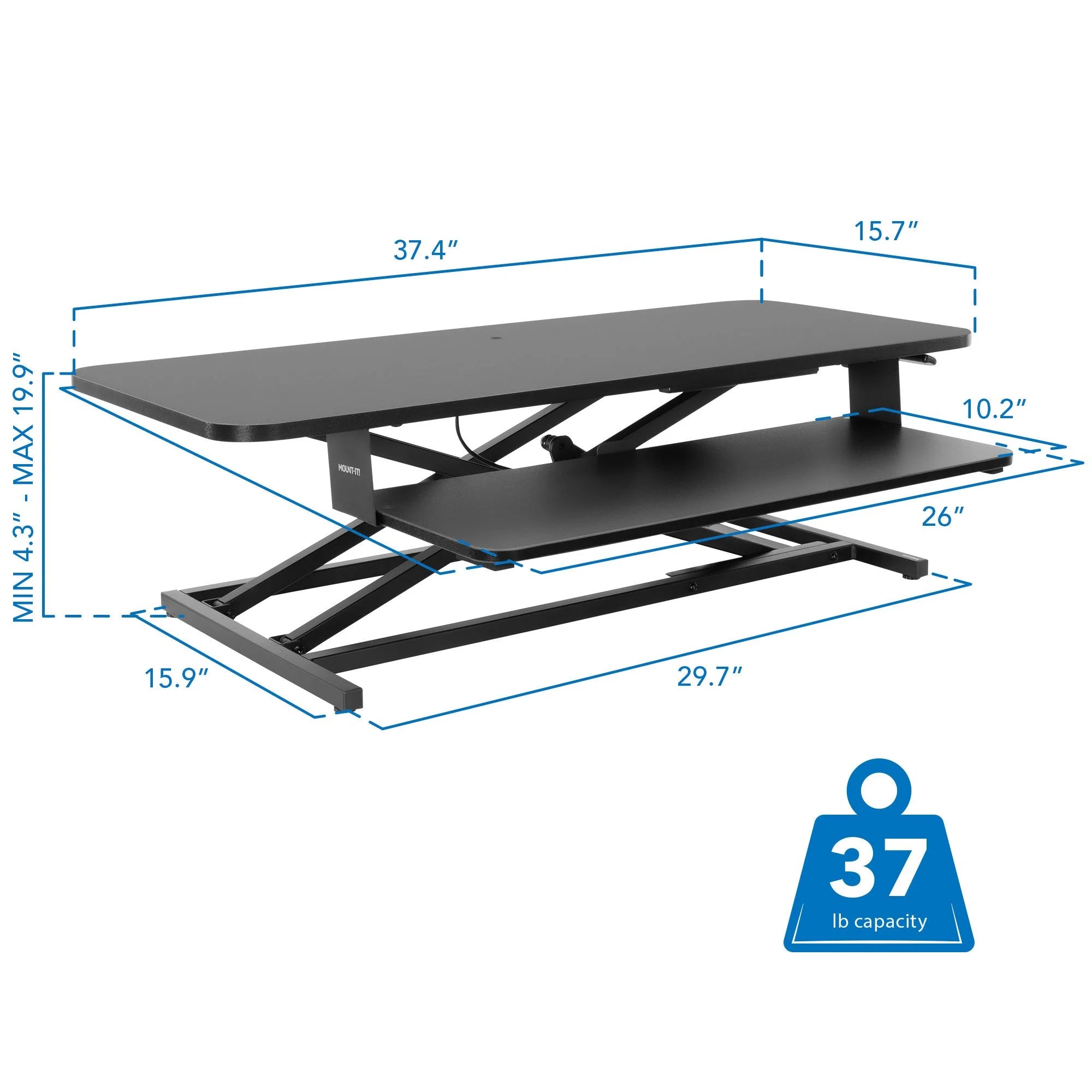 Standing Desk Converter, Sit Stand Desk Riser, 37 Inch Platform