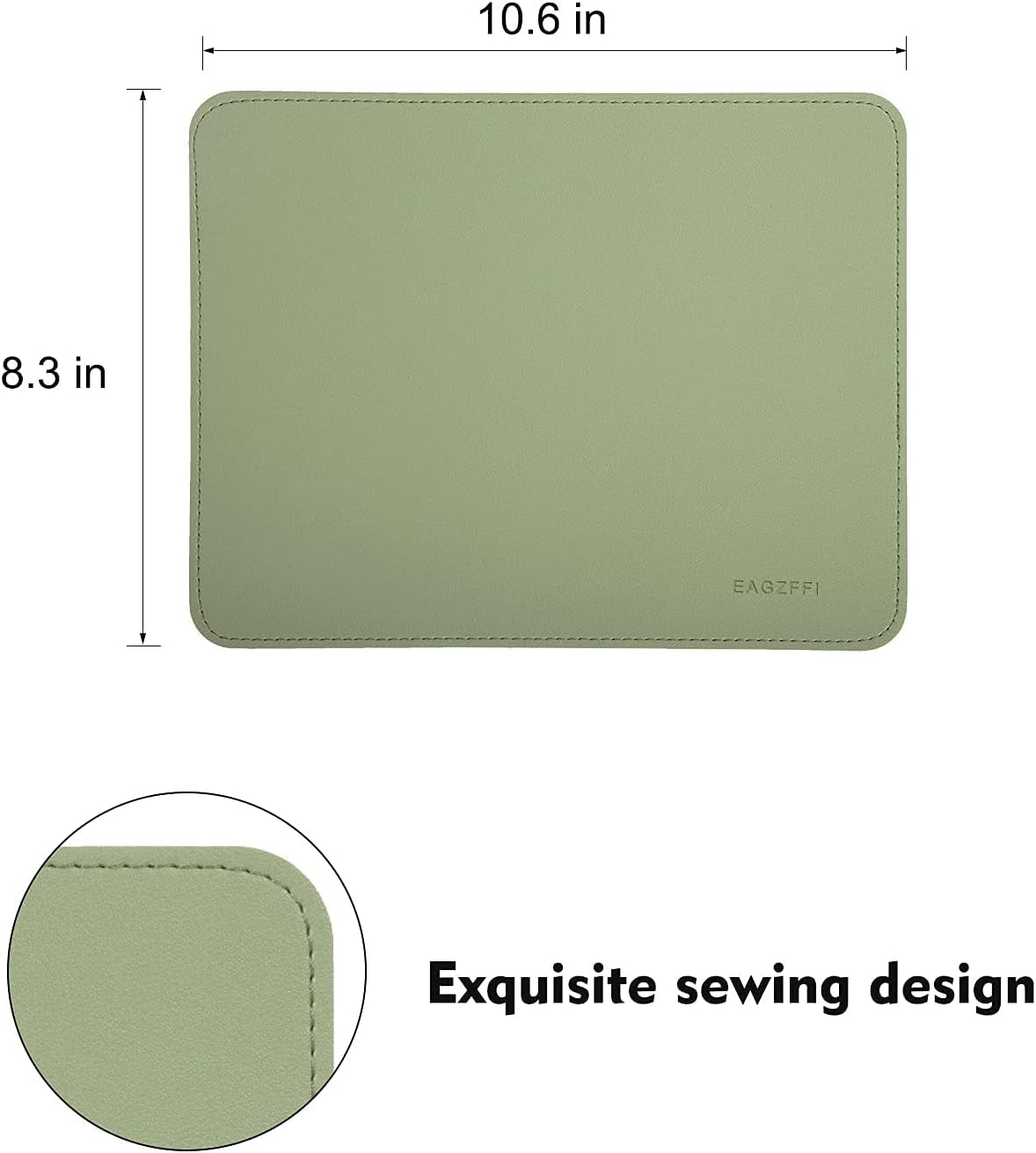 Leather Mouse Pad,Wood Mouse Pad,Double Side Mouse Pad,Stitched Edges,Equipped with Coaster Mouse Pads for Laptop,Office & Home,1 Pack,8Inch11Inch, (Matcha Green)