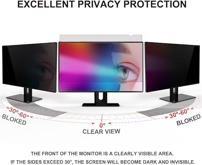 23.8 Inch Computer Privacy Screen Filter - Suitable for 16:9 Aspect Ratio Widescreen Monitor - Blue Light Filter - Anti-Glare & Anti-Scratch Protector Film (23.8" Widescreen (16:9))