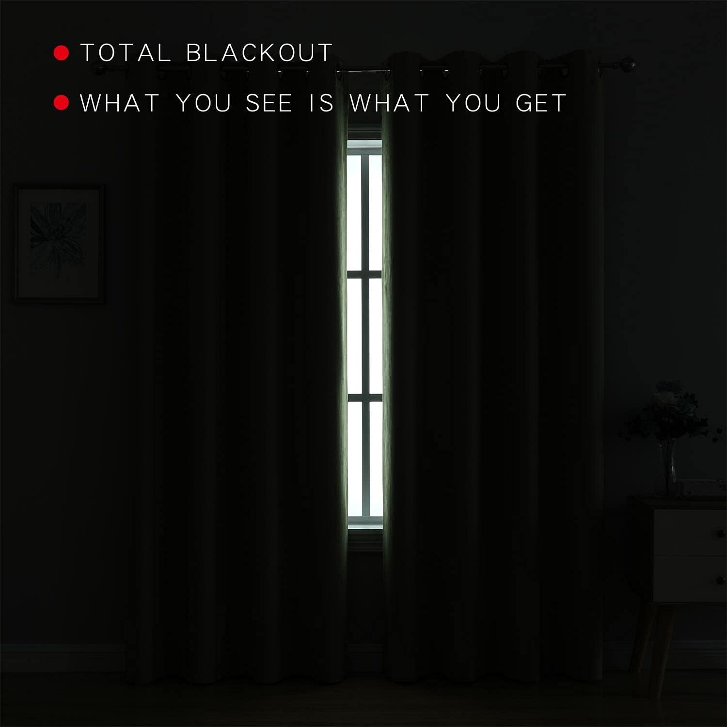 100% Blackout Curtains for Bedroom & Living Room - 84 Inch Sage Green Grommet Curtains, Room Darkening, Thermal Lined, Light Blocking, Noise Reducing, 2 Panels