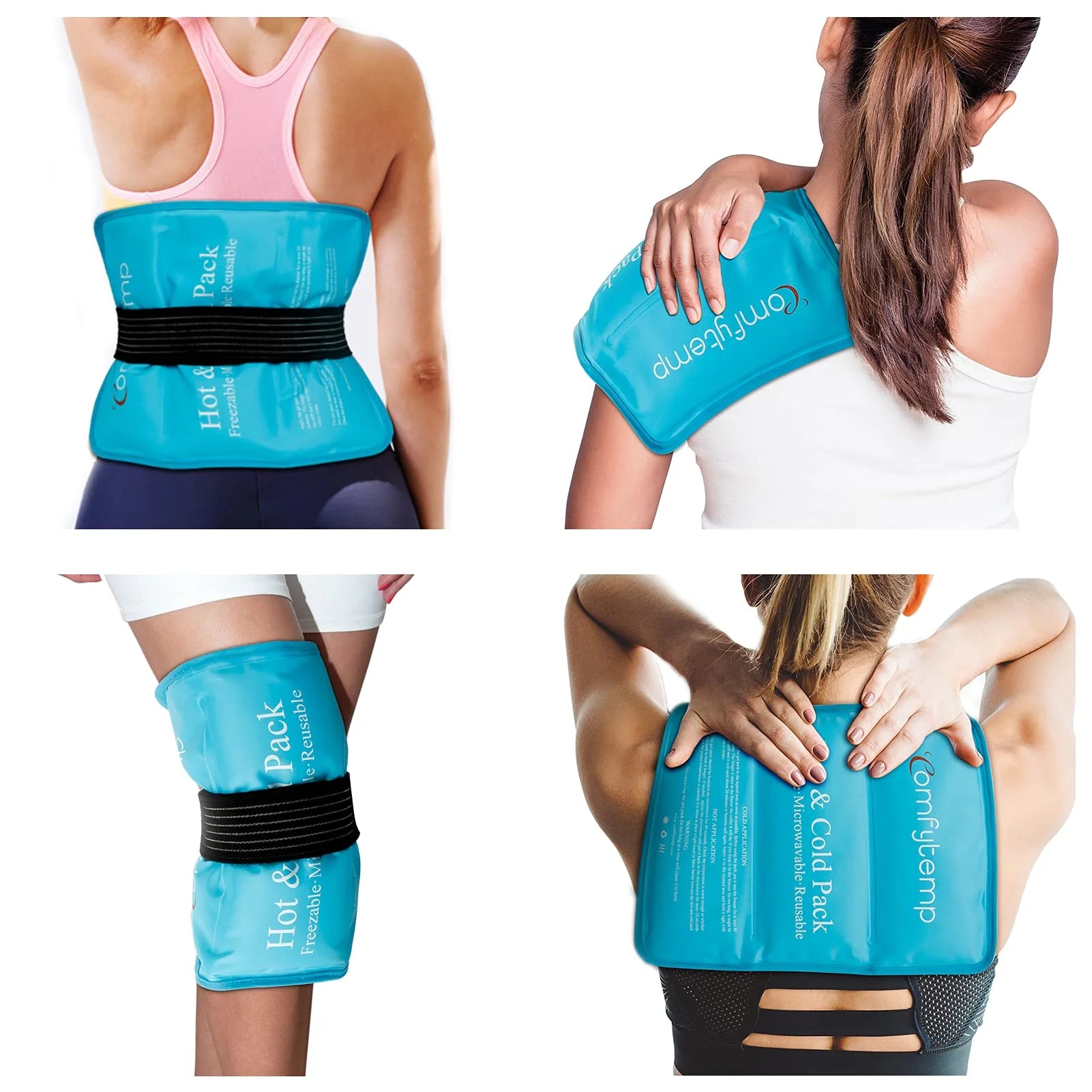 Large Ice Packs for Injuries,  Reusable Hot Cold Pack Wrap for Back, Knee, Shoulder