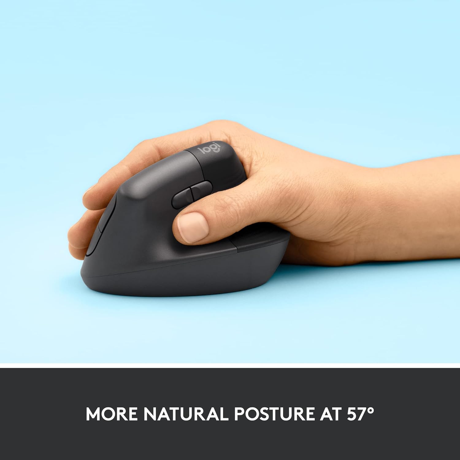 Logitech Lift Vertical Ergonomic Mouse, Wireless Bluetooth or USB Receiver, Quiet Clicks, 4 Buttons, Right Hand Wireless Mouse, Windows/macOS/iPadOS, Laptop, PC