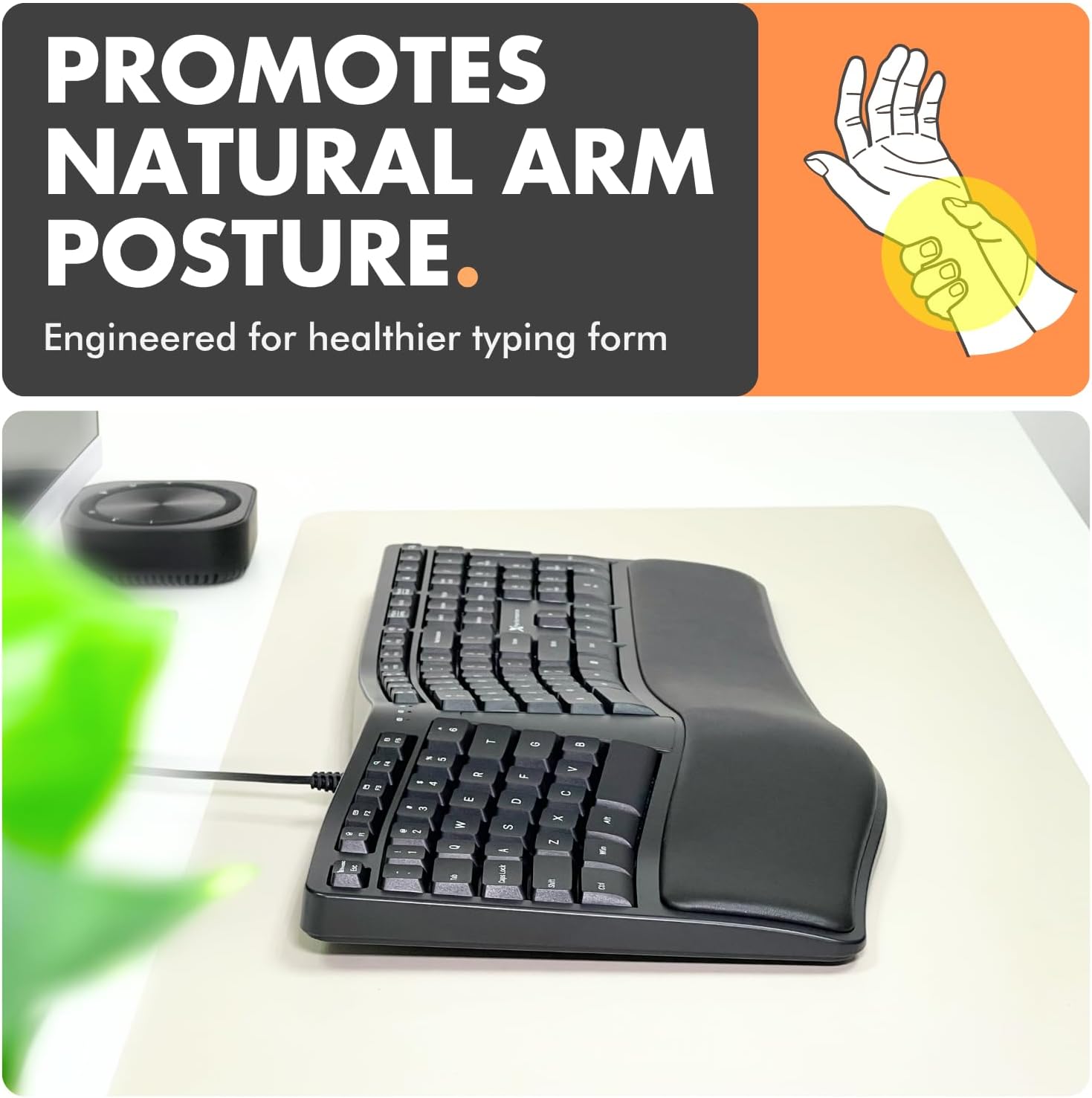 X9 Wired Ergonomic Split Keyboard with Cushioned Wrist Rest