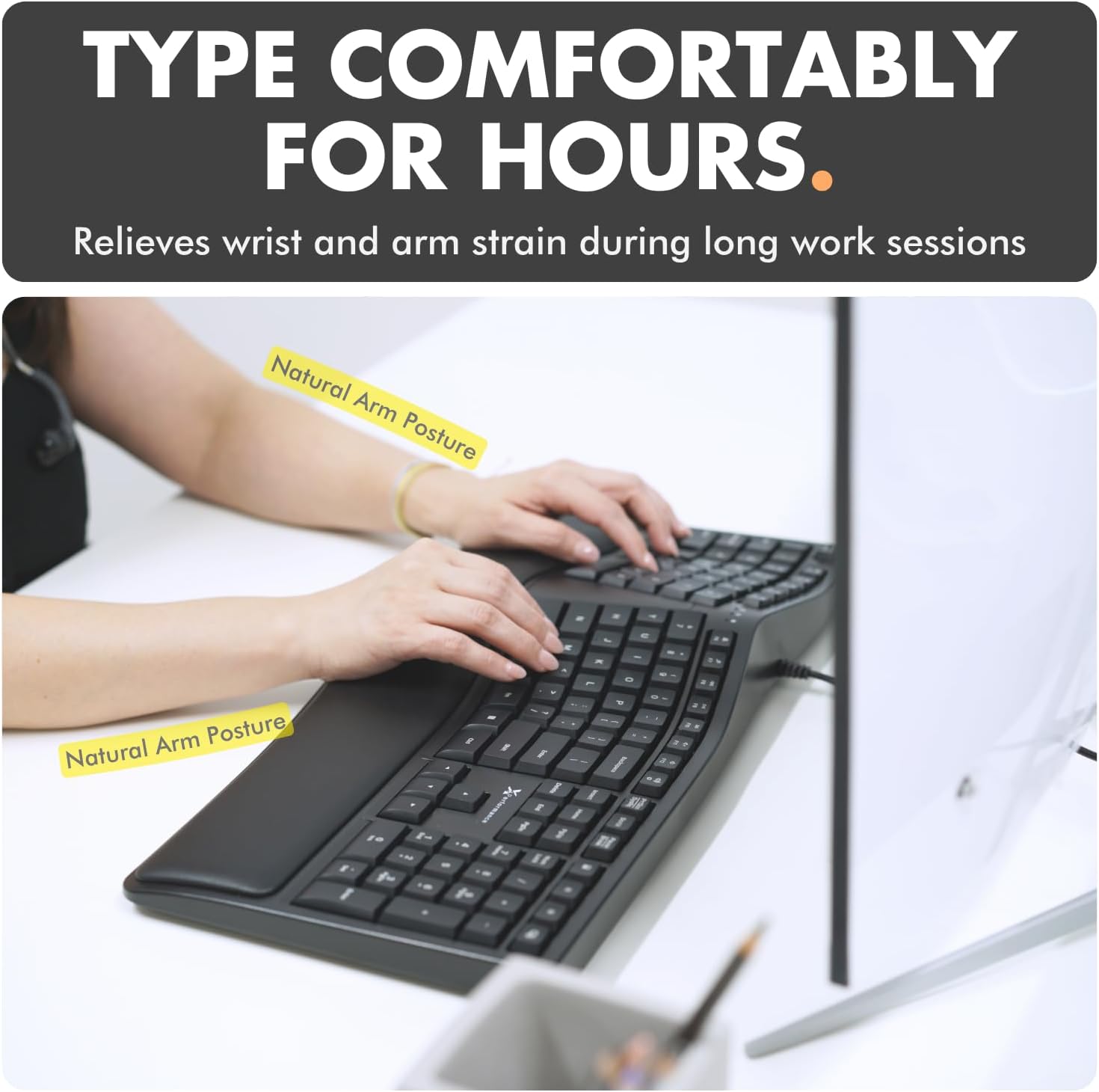 X9 Wired Ergonomic Split Keyboard with Cushioned Wrist Rest