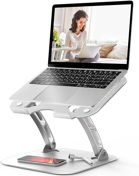 WONNIE Laptop Stand for Desk - Ergonomic Aluminum Riser with Heat-Vent for 10"-17" Notebooks (Silver)