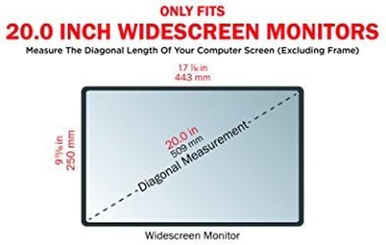 20 Inch Computer Privacy Screen (16:9) - Black Security Shield - Desktop Monitor Protector - UV & Blue Light Filter by Akamai (20.0 Inch Diagonally Measured, Black)