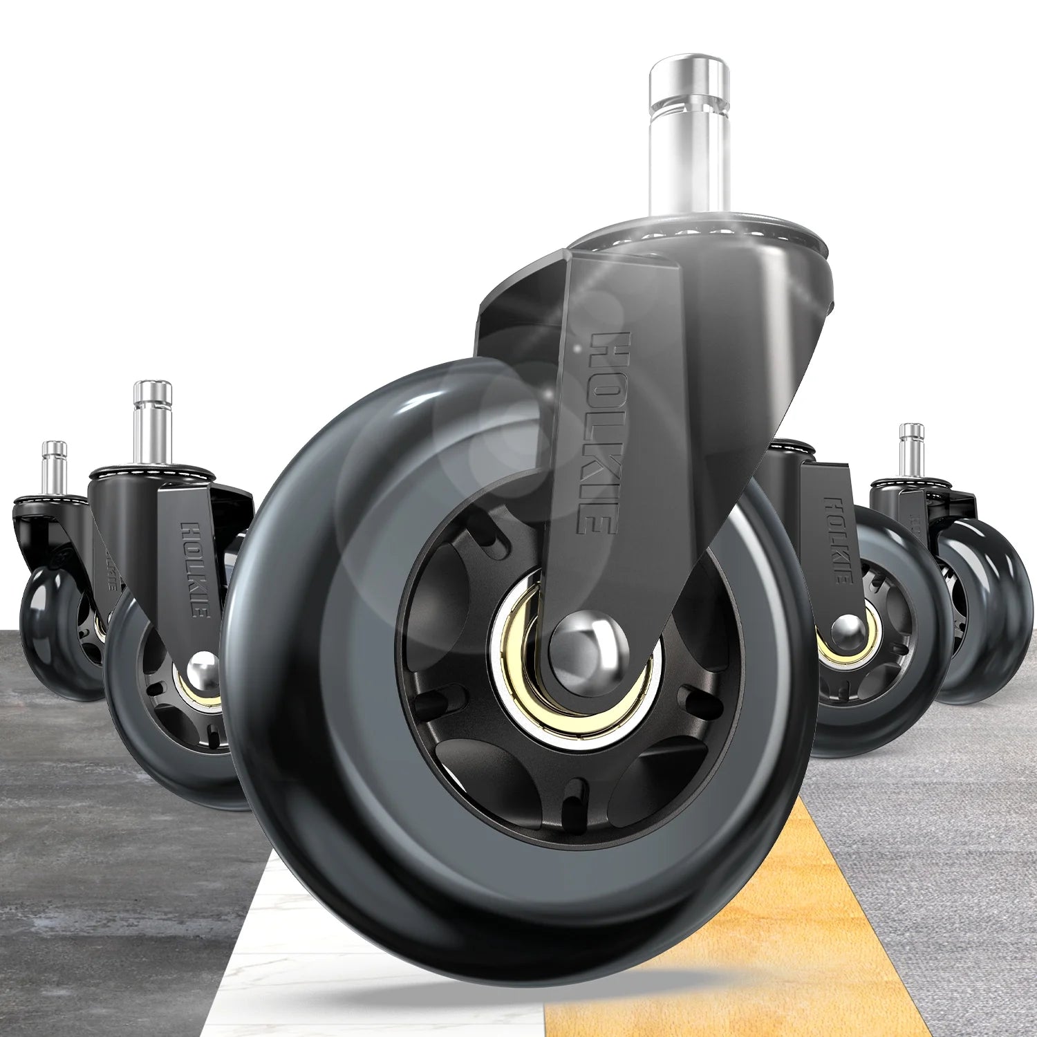 Office Chair Caster Wheels Replacement Rubber Caster Wheels, 5PCS Rollerblade Wheels for Hardwood Floors