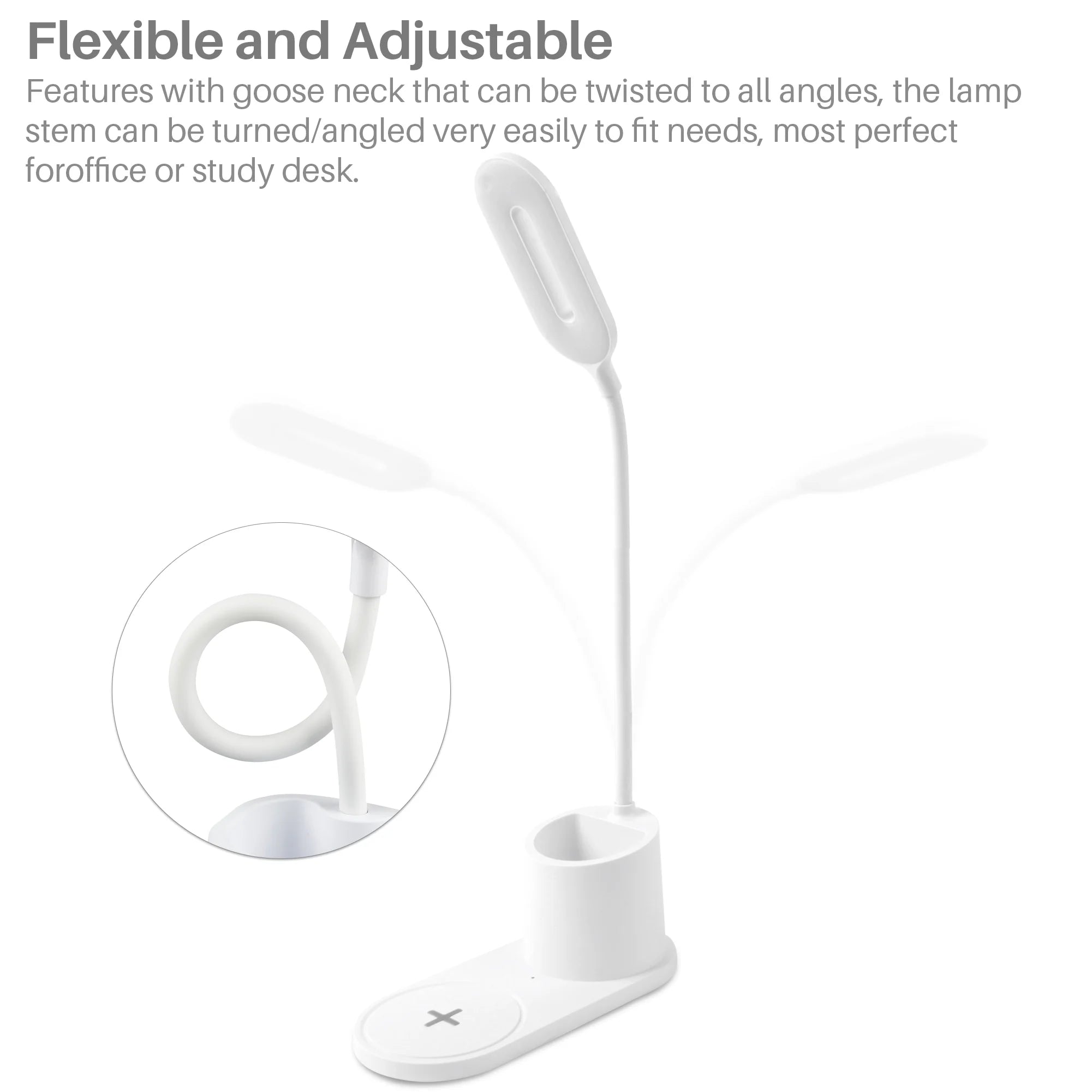 Led Desk Lamp for an Office in Home with Pen Holder and Wireless Charger- 3 Modes Dimmable LED Table Lamp with Flexible Gooseneck