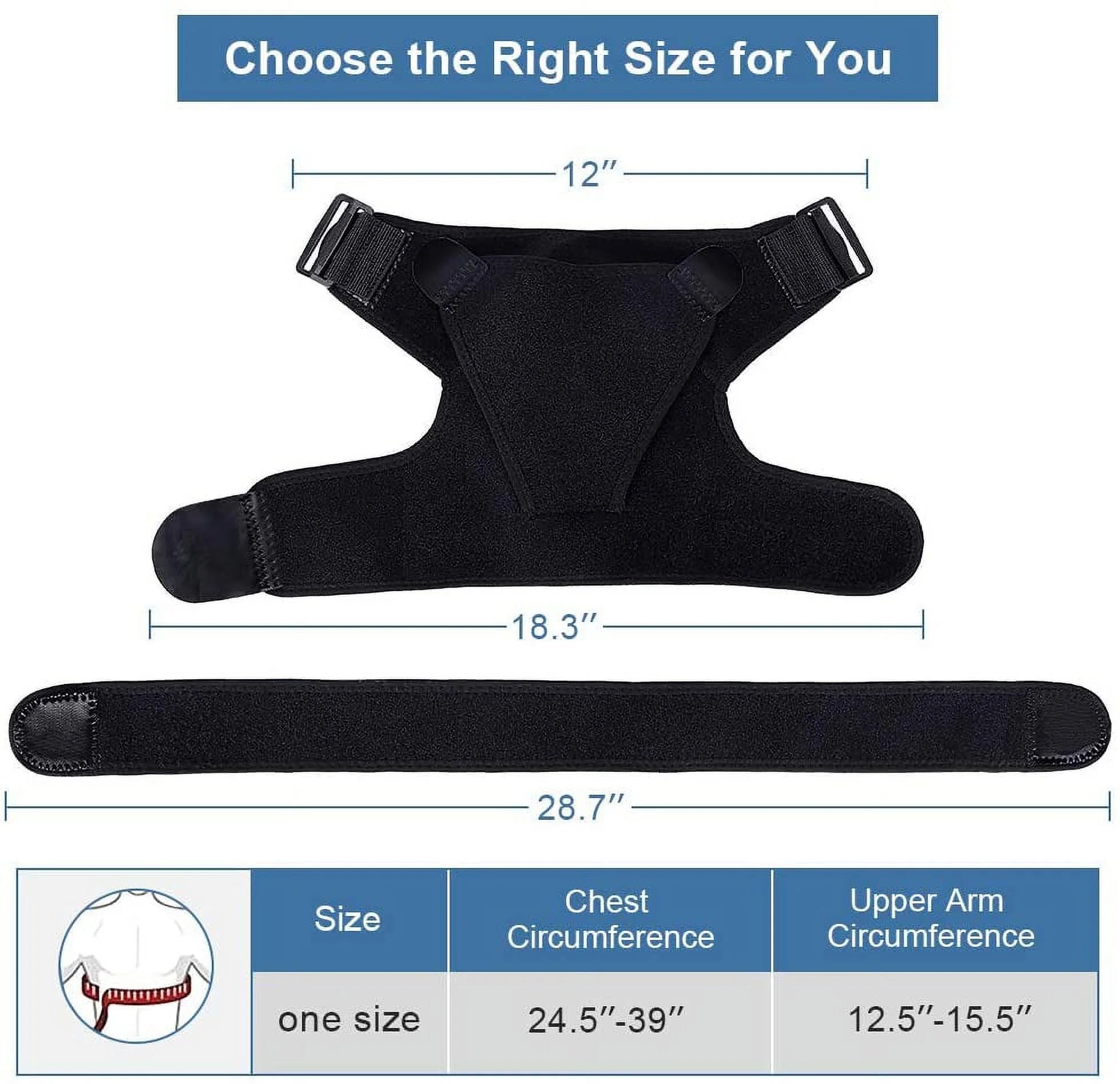 Shoulder Brace for Torn Rotator Cuff, AC Joint Pain Relief - Arm Immobilizer Wrap,Recovery Shoulder Brace, Ice Pack Pocket, Stability Strap, Recovery Shoulder Brace, Ice Pack Pocket, Stability Strap