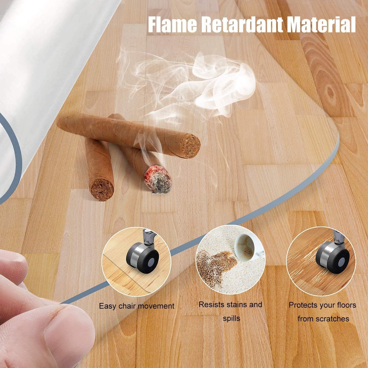 Office Chair Mat for Hard Floors 36 X 48, Clear PVC Hardwood Floor Mat, Durable Plastic Floor Protector for Home and Office Use (36" X 48" Rectangle)