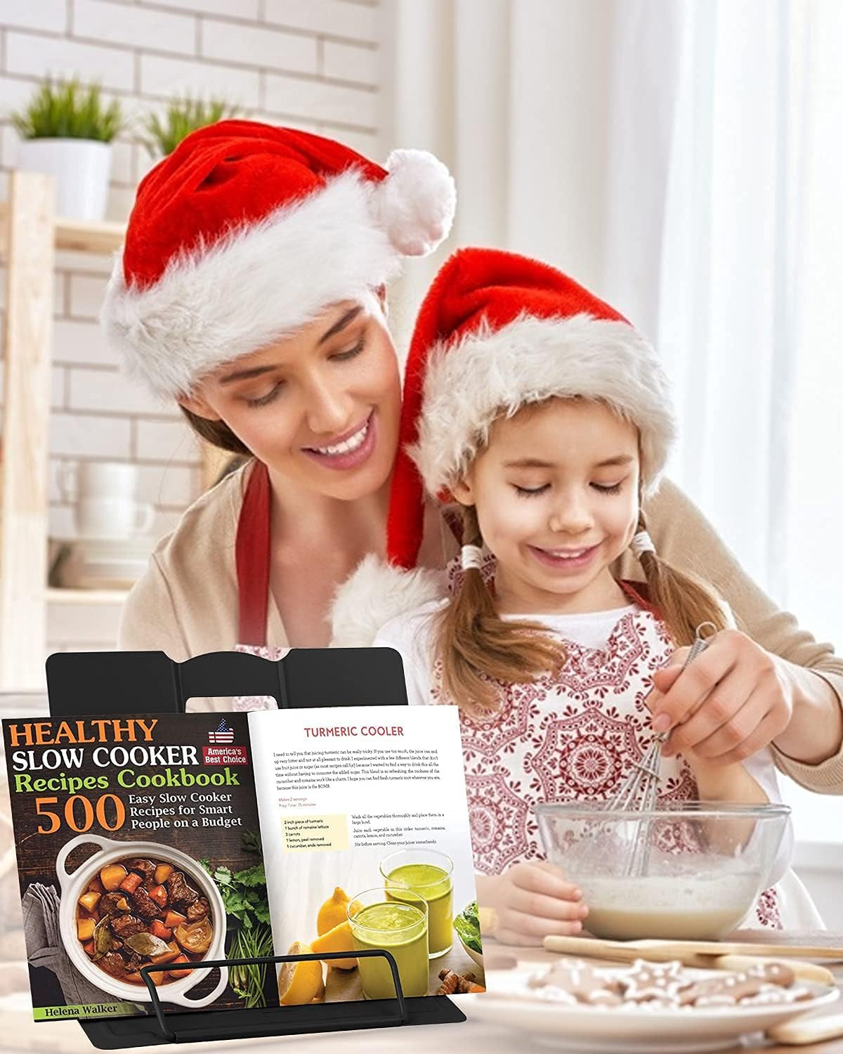 1PC Desk Book Stand Metal Reading Rest Book Holder Adjustable Cookbook Documents Holder Portable Sturdy Bookstands for Recipes Textbooks Tablet Music Books with Page Clips (Black)