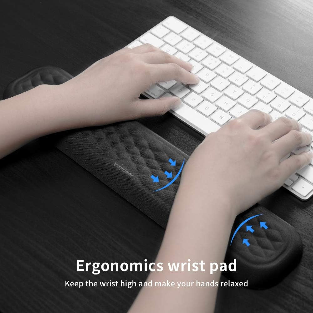60%-75% Keyboard Wrist Rest, Memory Foam Hand Rest Support Pad Padded for Office, Computer, Laptop, Mac Typing and Wrist Pain Relief and Repair(14.17Inch,Black)