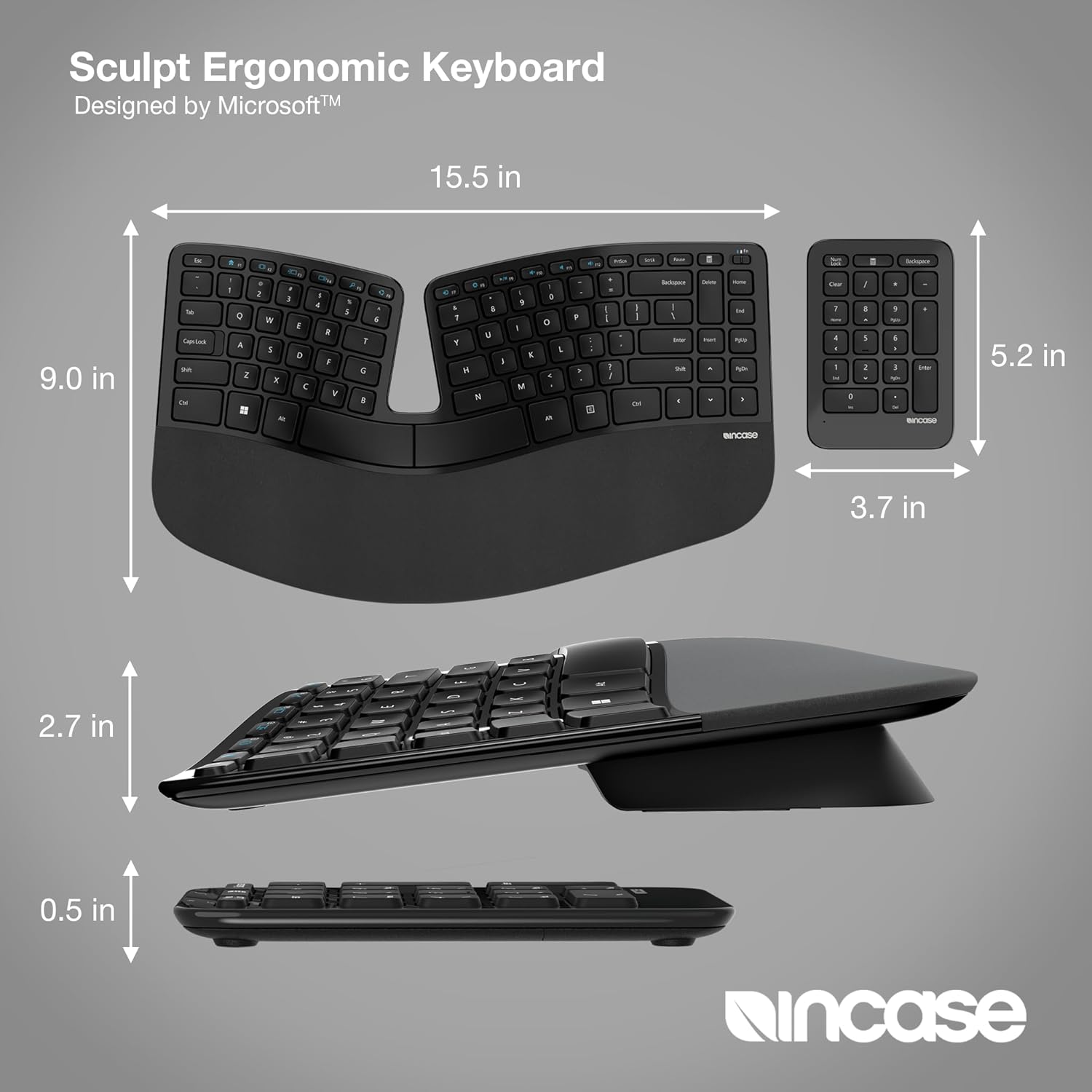 Incase Sculpt Ergonomic Keyboard with Split Design & Number Pad