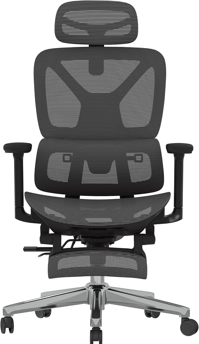 FLEXISPOT ErgoX Premium Ergonomic Office Chair with Footrest- Adjustable 3D Armrests, Dynamic Lumbar Support, Recline & Tilt Function, Mesh Seat, for Home & Office Use