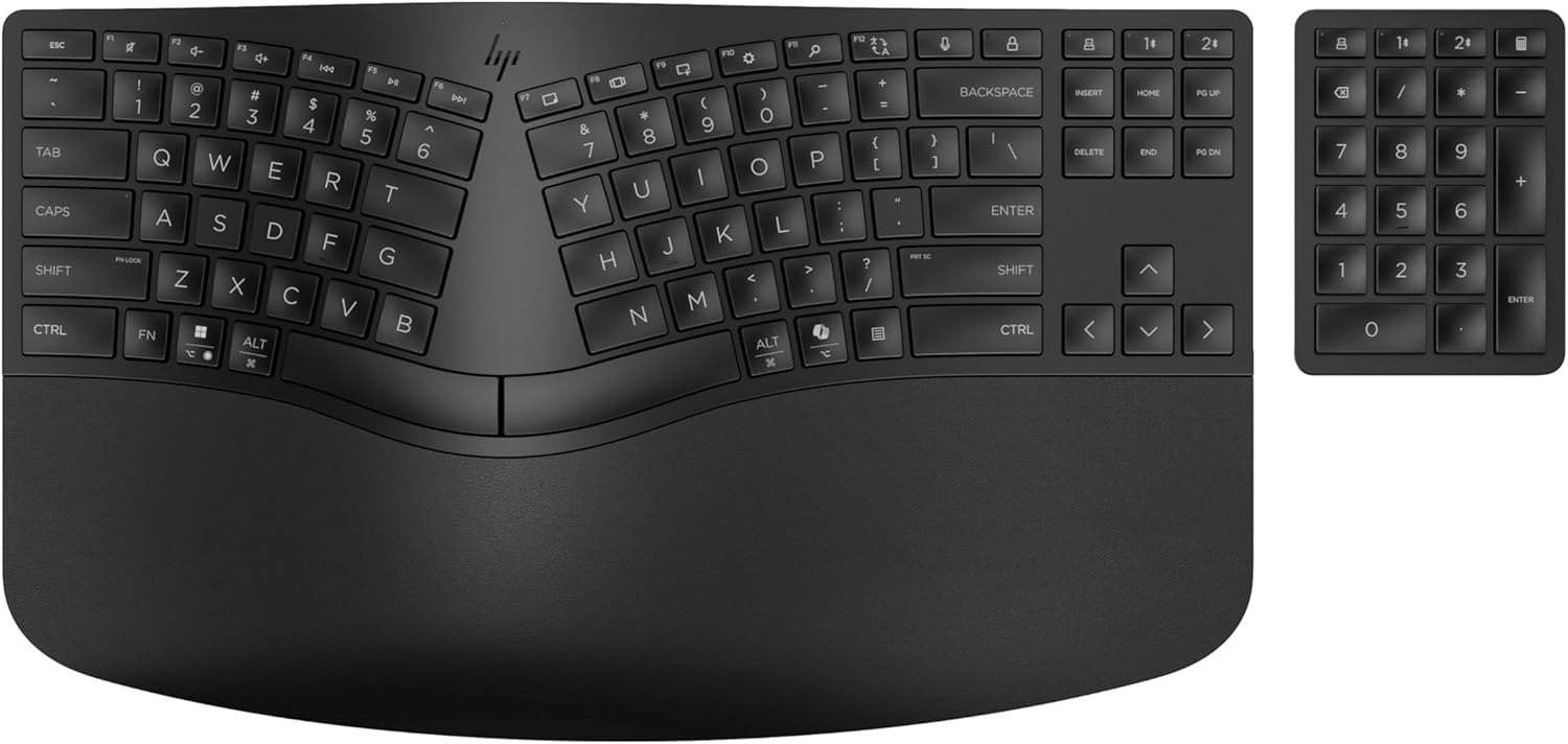 HP 960 Ergonomic Wireless Keyboard with Detached Keypad