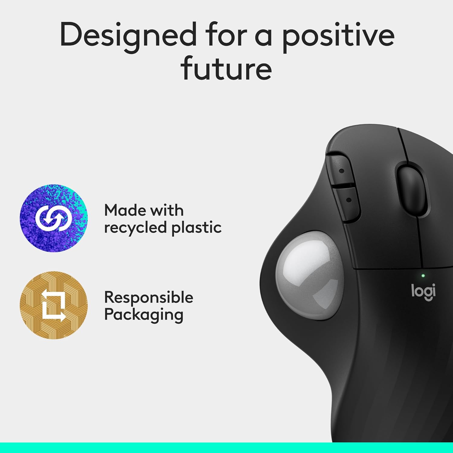 Logitech Ergo M575S Wireless Trackball Mouse, Wireless Ergonomic Mouse with Bluetooth and Encrypted Dongle, Comfortable Thumb Control, Precise and Smooth Tracking, for PC/Mac