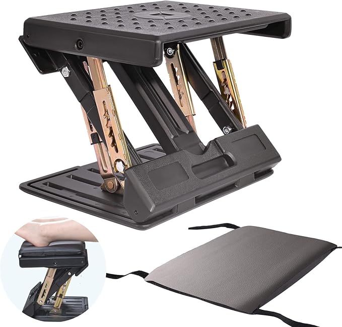Scalebeard Under-Desk Footrest - Ergonomic Angle Adjustable with Removable Soft Pad for Comfort, Back & Body Pressure Relief (Black)