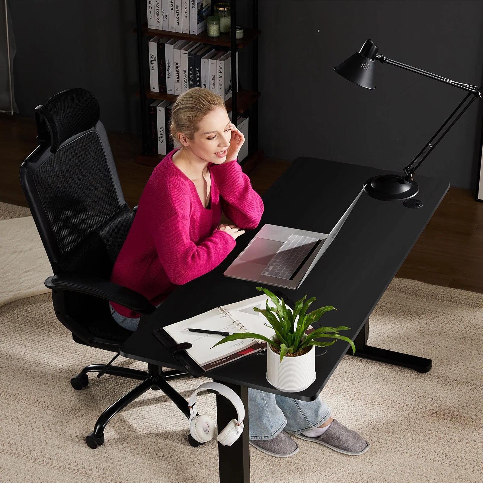 Electric Standing Desk, 55''X24'' Height Adjustable Desk, Home Office Desk with Electric Lift, Sit Stand Desk Workstation for Home Office, Black