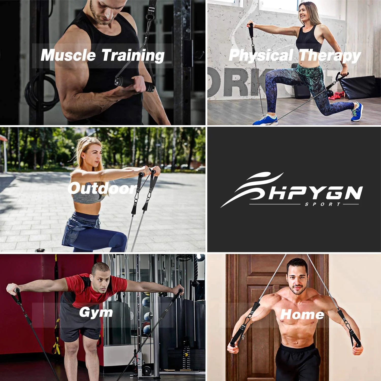 Resistance Bands Set, 200Lb  5 Tube Fitness Bands for Muscle Training