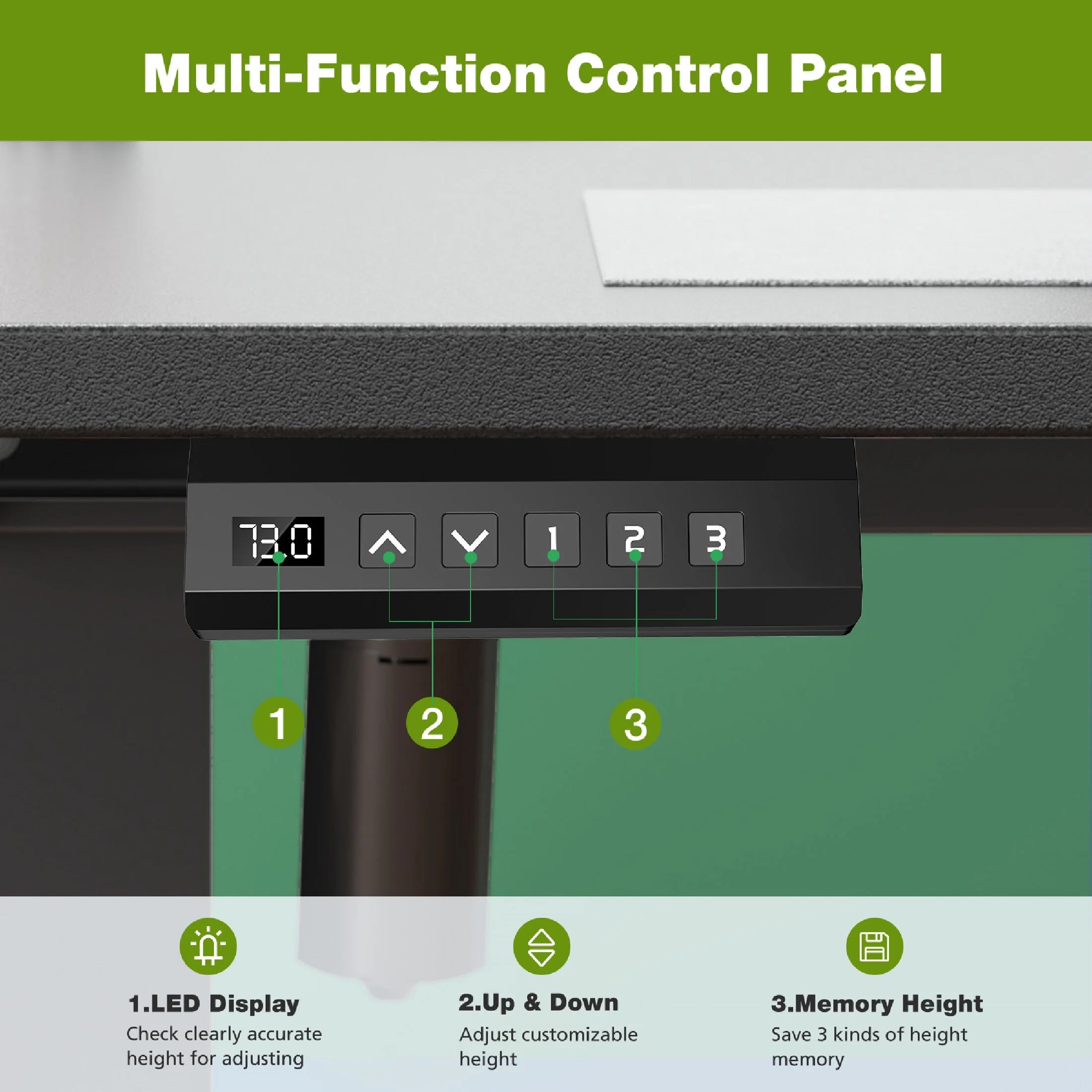 55X24 Inch Electric Standing Desk, Ergonomic Rising Modern Lift Motorized Gaming Desktop Workstation for Work Home Office, Height Adjustable, Black
